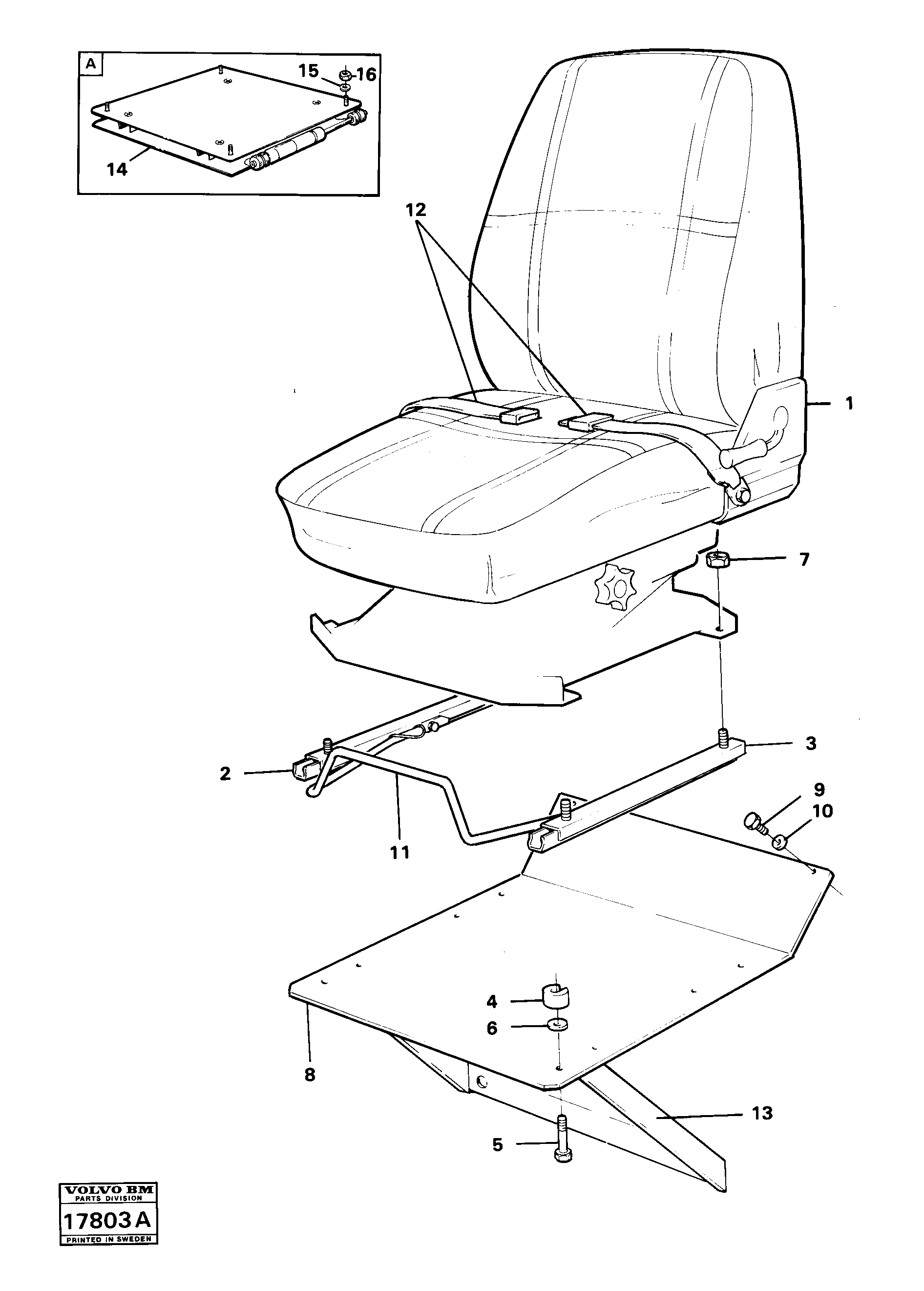 Схема запчастей Volvo 4600B 4600B - 2151 Operator seat with fitting parts 