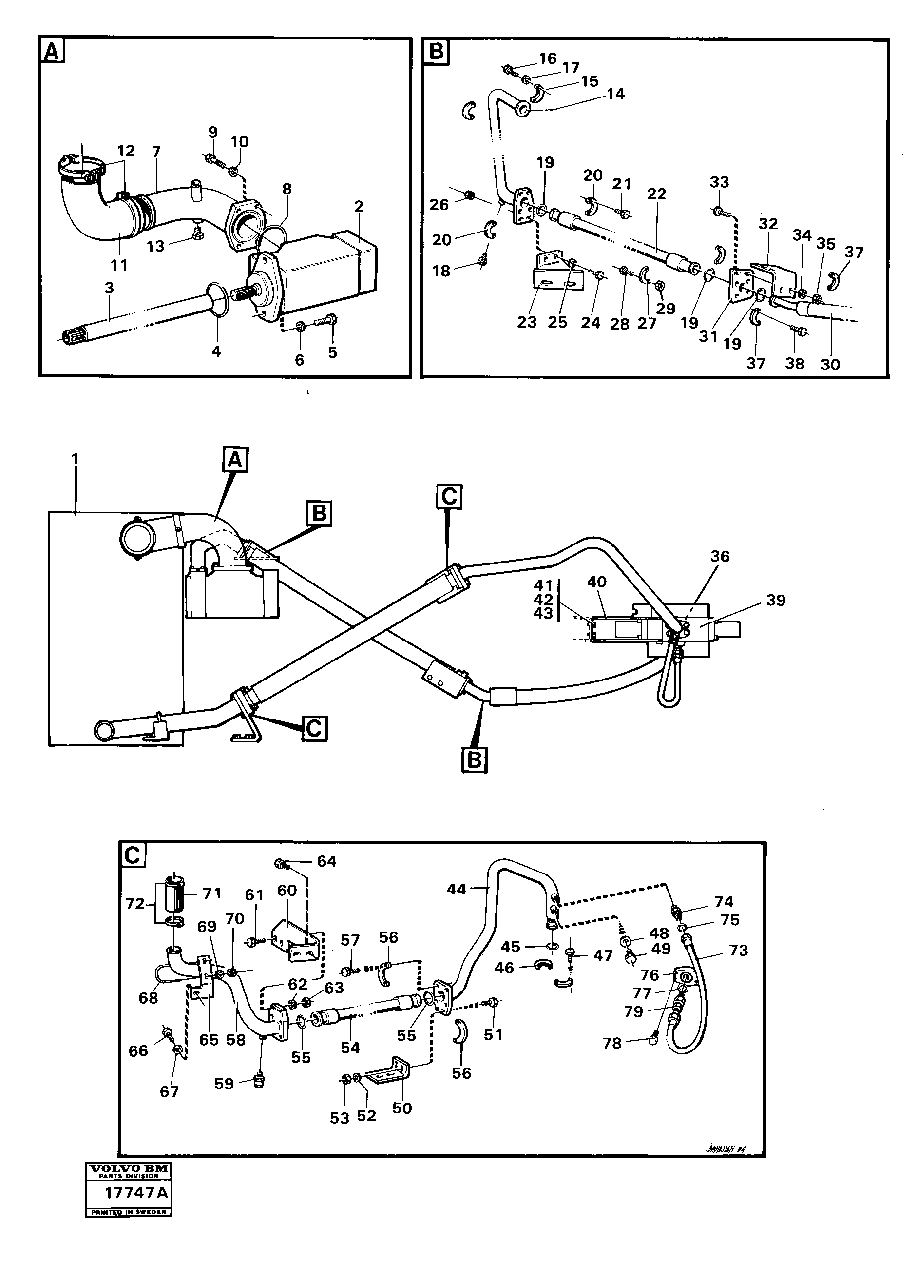 Схема запчастей Volvo 4600B 4600B - 101910 Hydraulic system: feed lines 