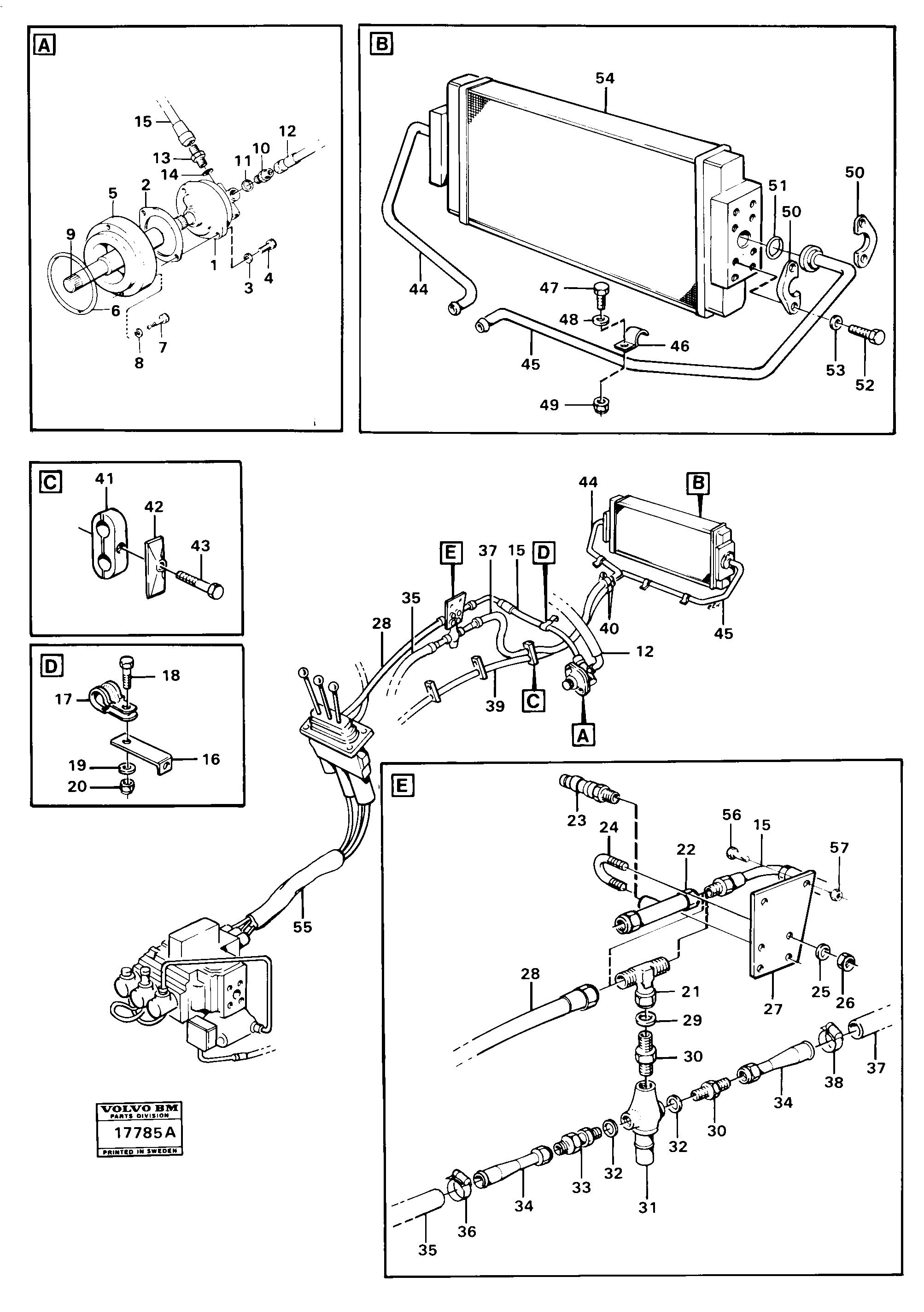 Схема запчастей Volvo 4600B 4600B - 98421 Servo-system: Feed lines 