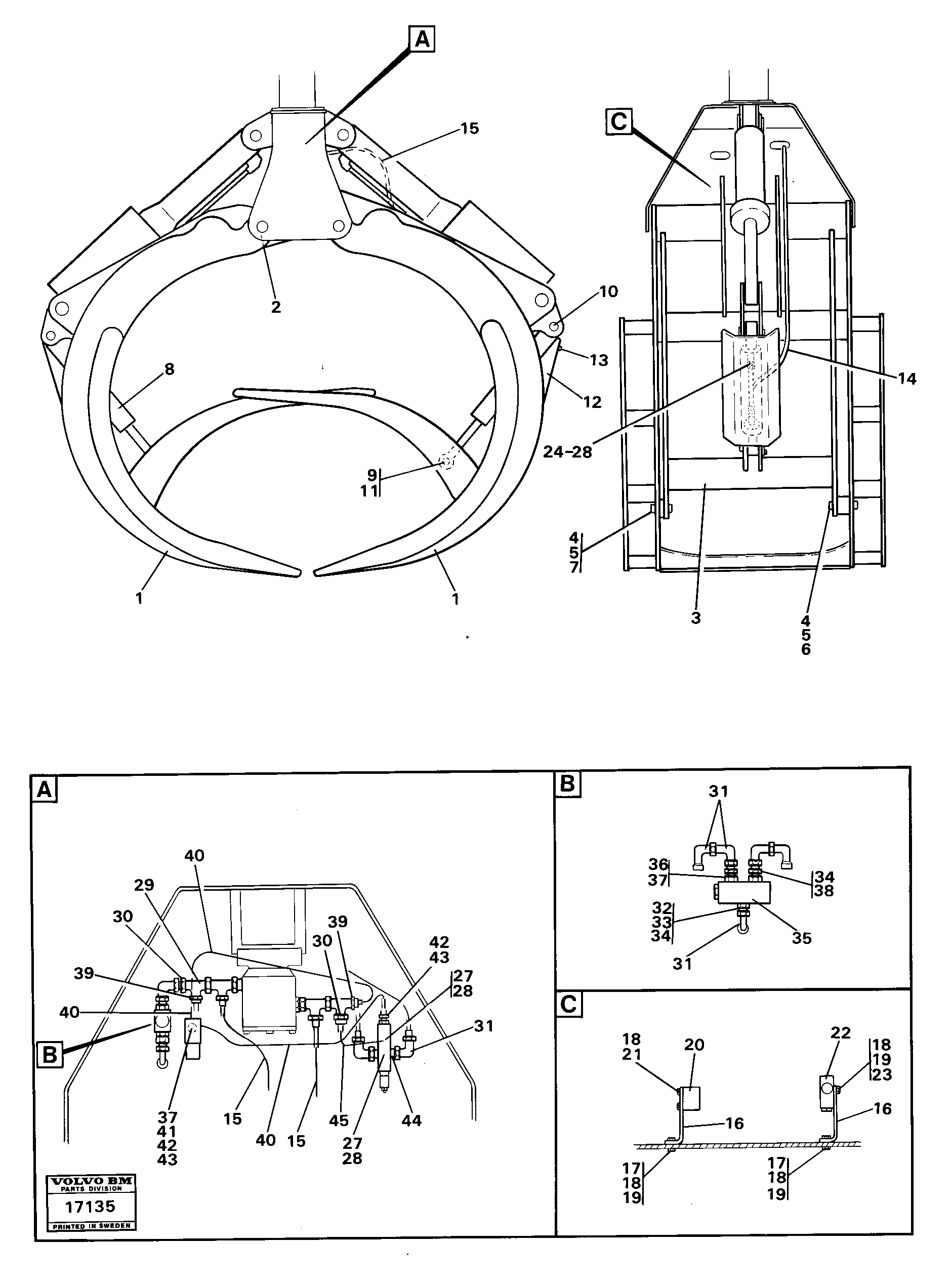 Схема запчастей Volvo 4600B 4600B - 71984 Grapple with clamping arm 