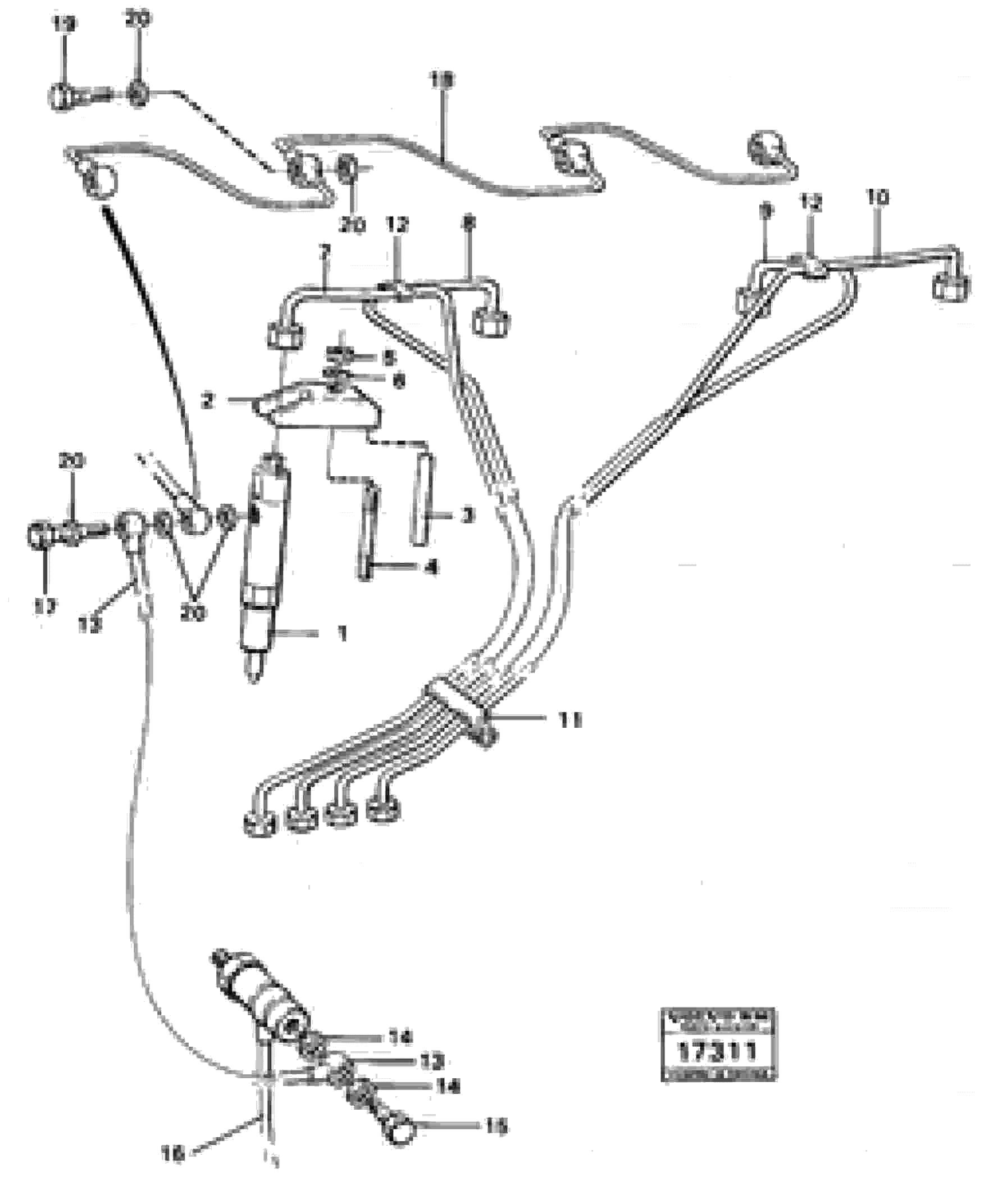 Схема запчастей Volvo 4300B 4300B - 8943 Fuel pipes, injectors 