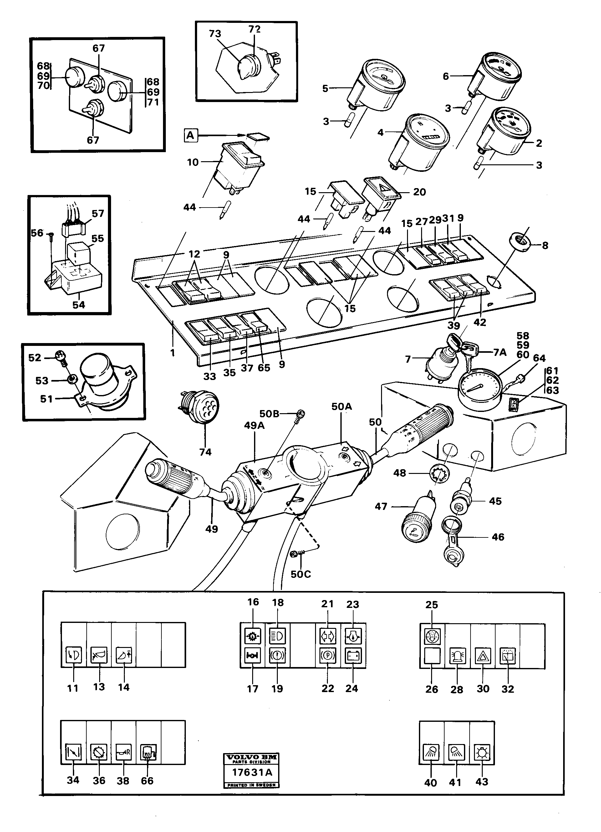 Схема запчастей Volvo 4300B 4300B - 62092 Instruments and instrument panel 