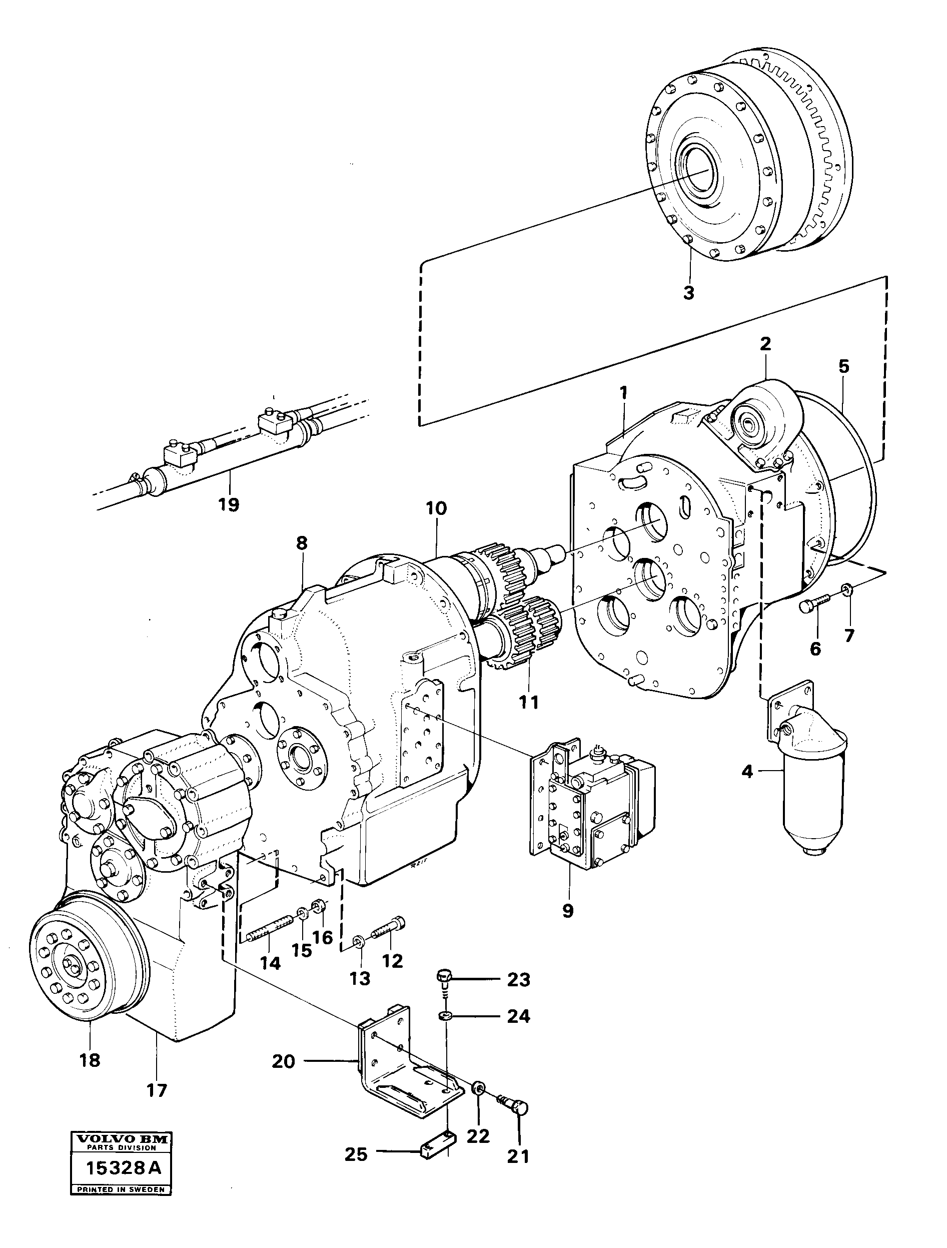 Схема запчастей Volvo 4300B 4300B - 1182 Hydraulic transmission with fitting parts 