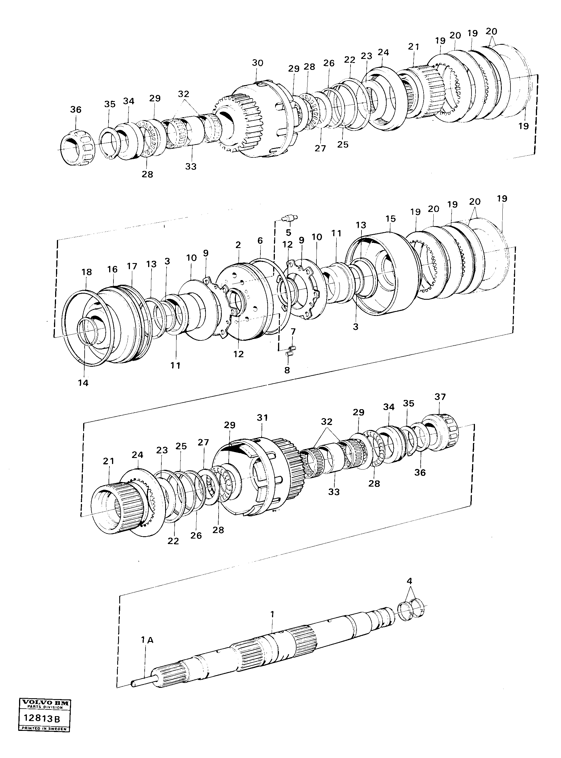 Схема запчастей Volvo 4300B 4300B - 7654 Clutches forward and reverse 