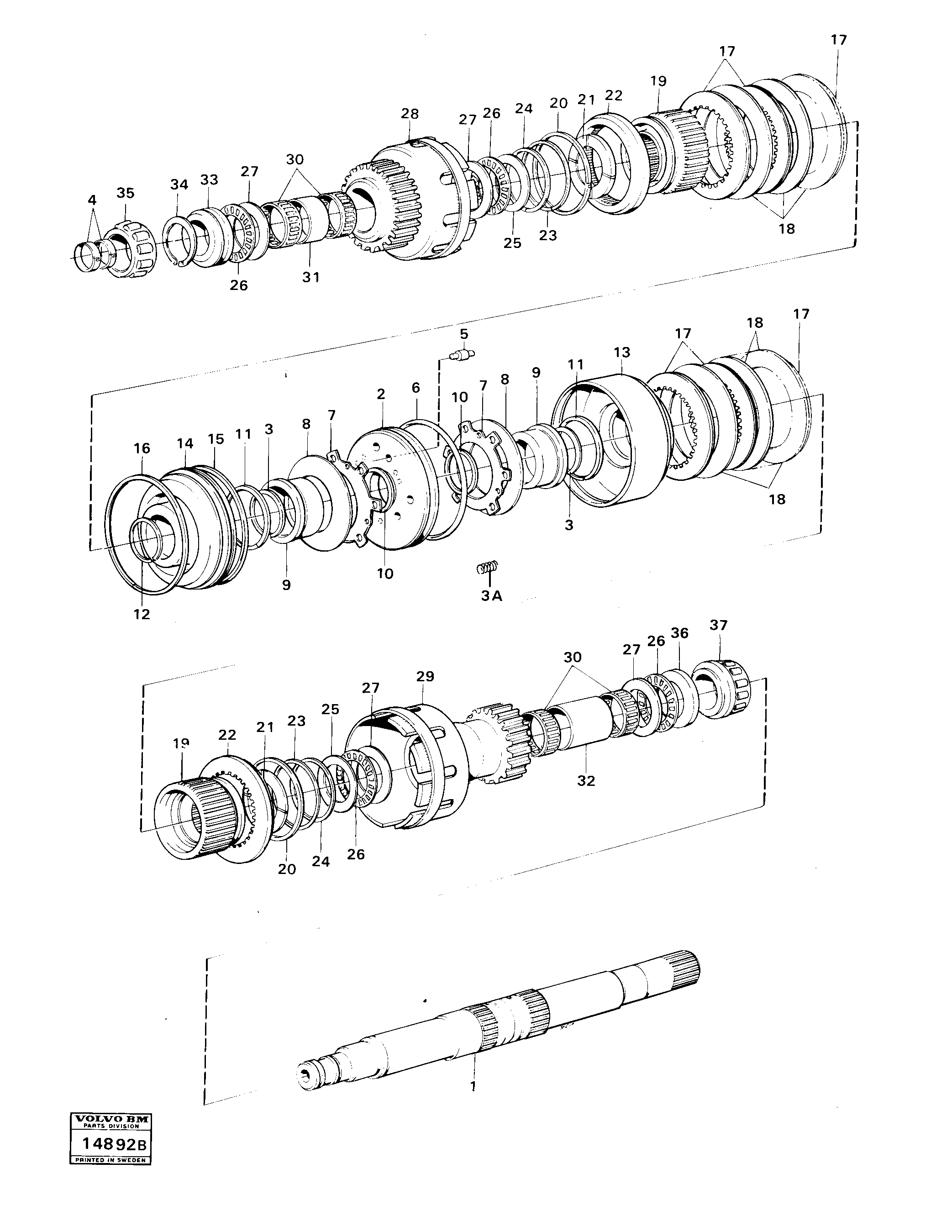 Схема запчастей Volvo 4300B 4300B - 7659 Clutches 3:rd and 4:th speeds 