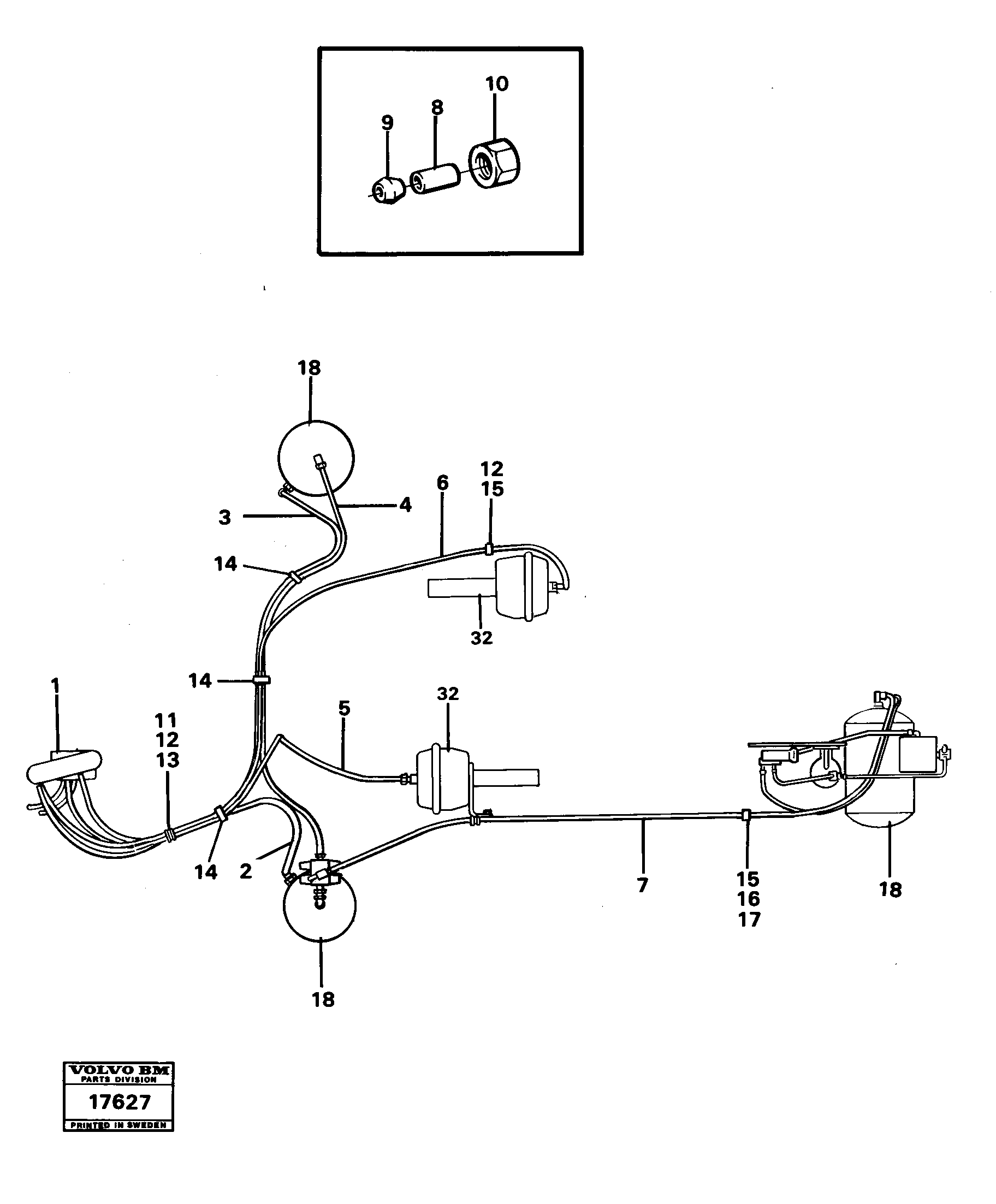 Схема запчастей Volvo 4300B 4300B - 21436 Pneumatic system: pipes 