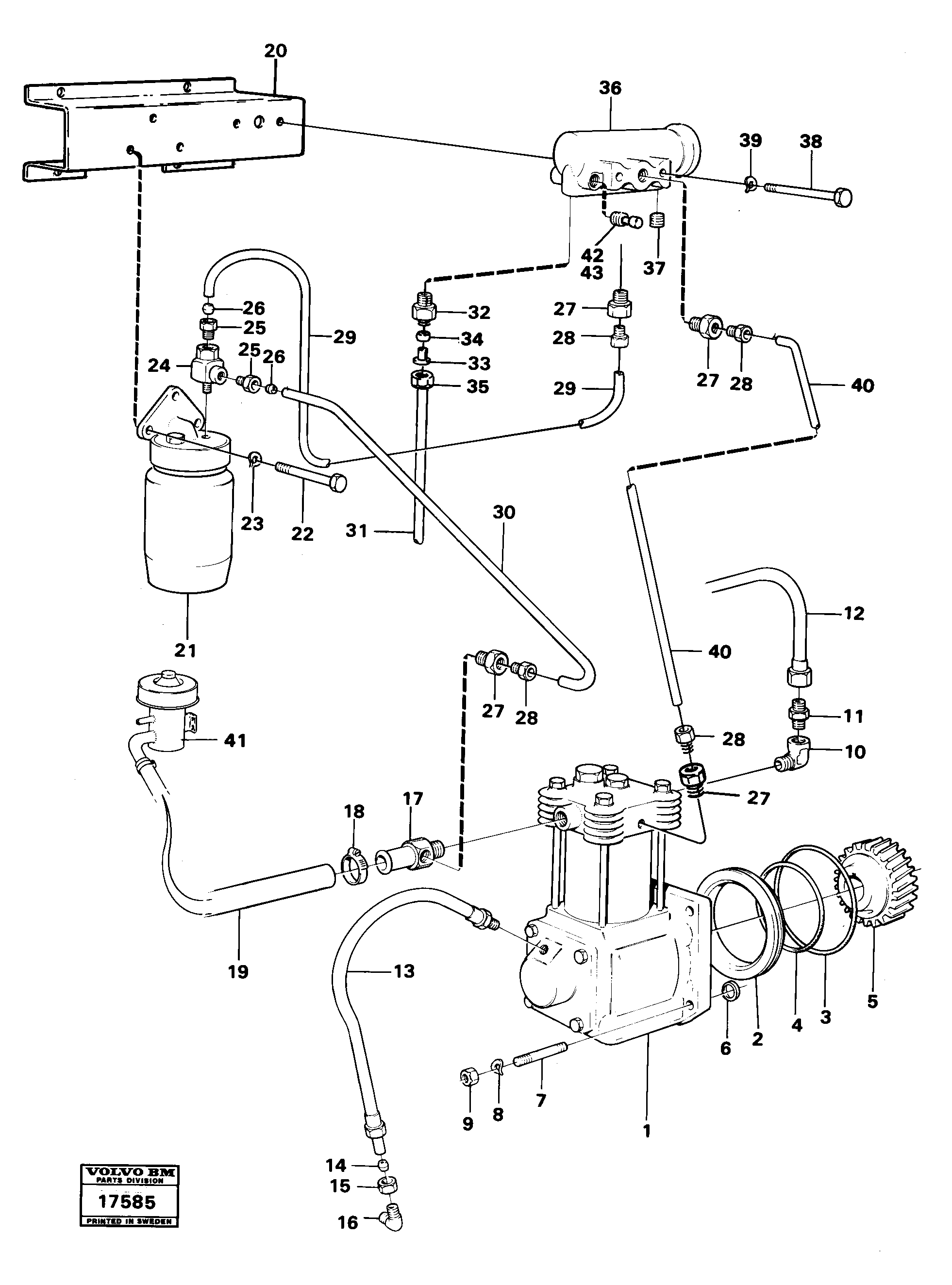 Схема запчастей Volvo 4300B 4300B - 72485 Air-compressor with fitting parts 