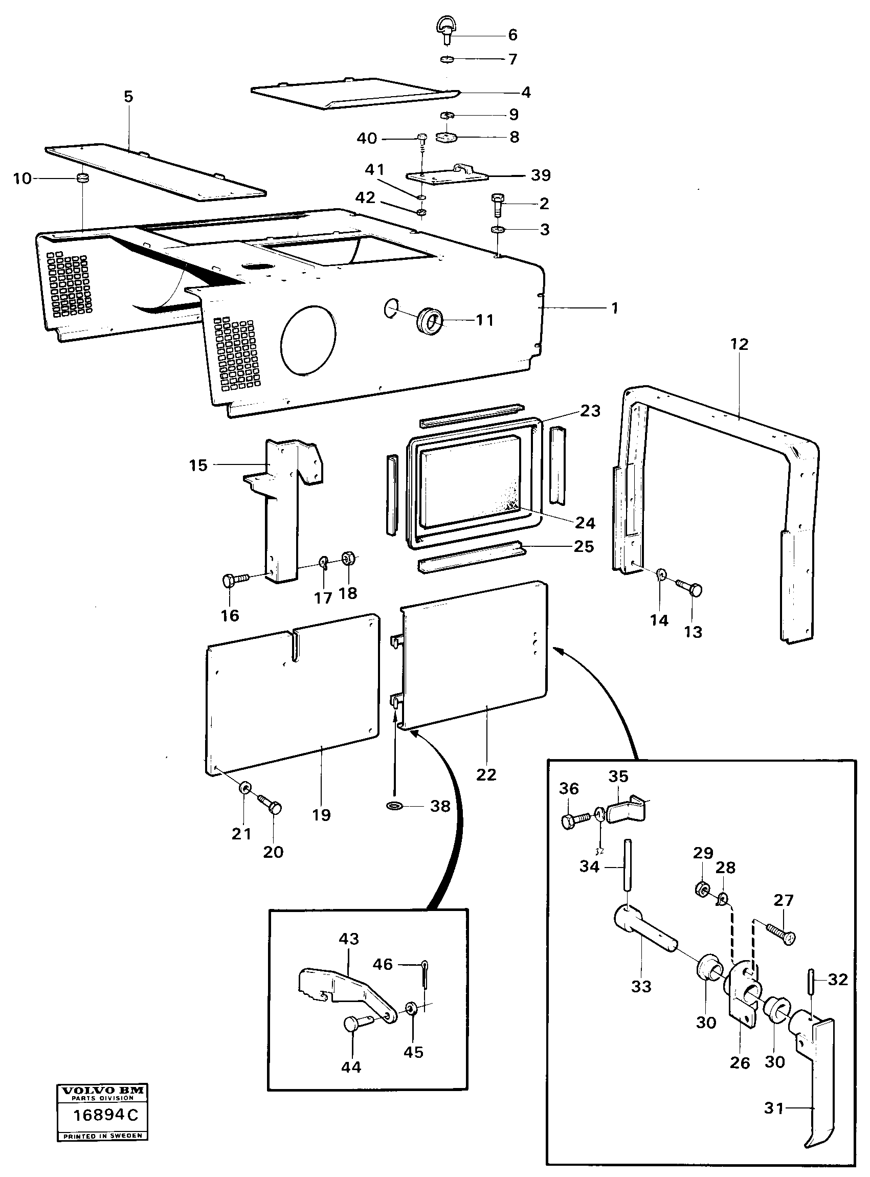 Схема запчастей Volvo 4300B 4300B - 40703 Engine hood 