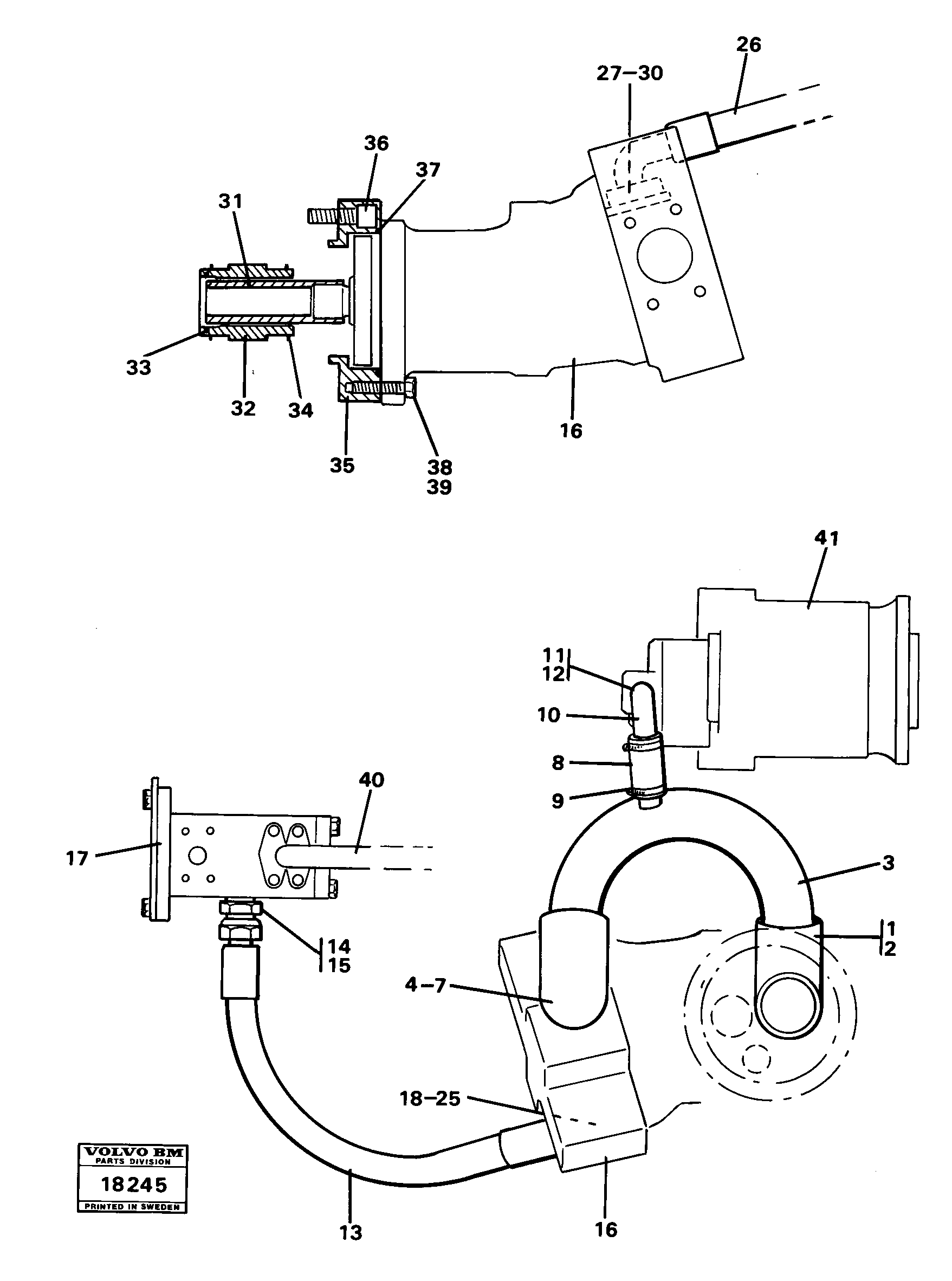 Схема запчастей Volvo 4300B 4300B - 40704 Rear 5:th, 6:th function 