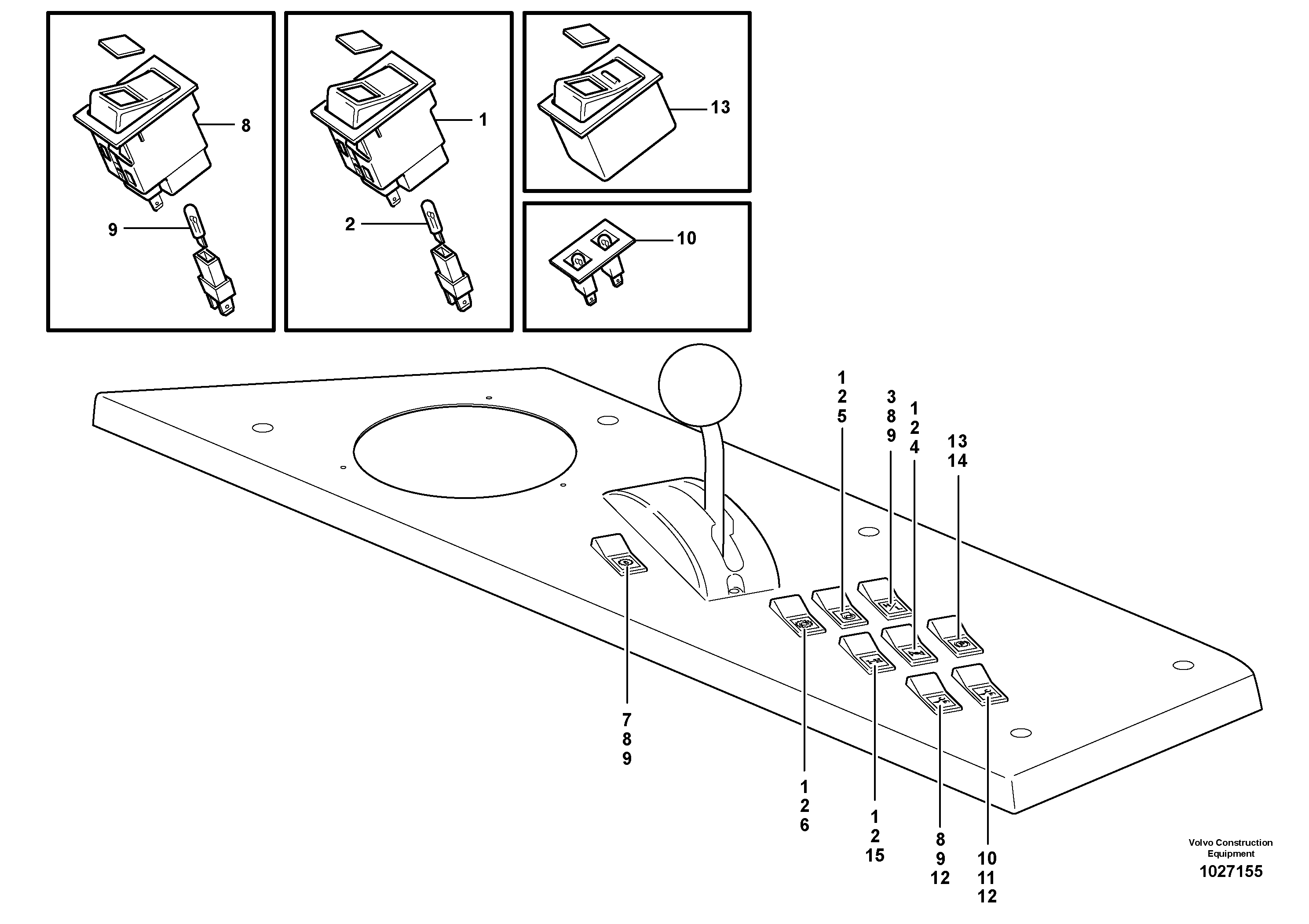 Схема запчастей Volvo T450D - 61075 Switch panel 