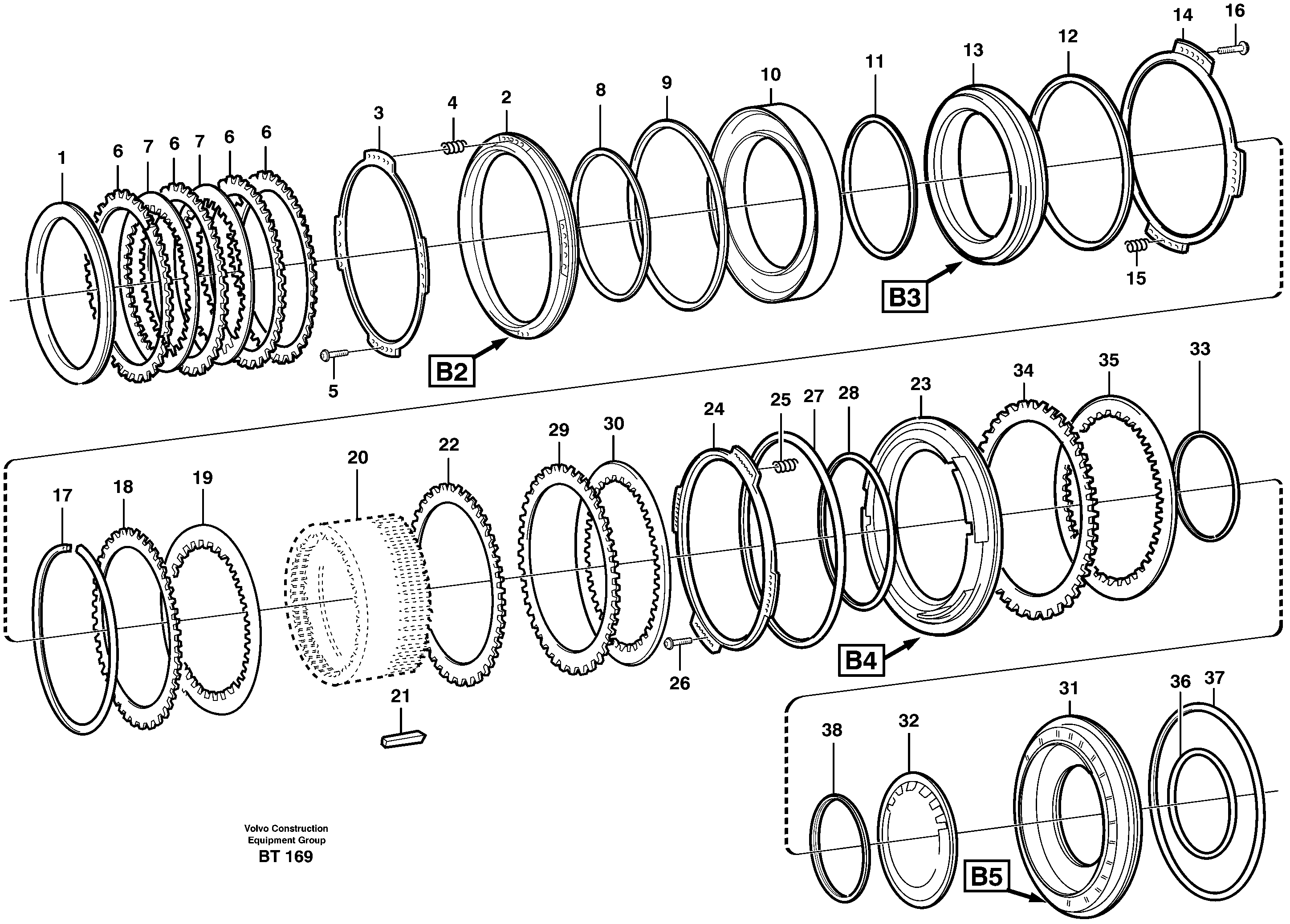 Схема запчастей Volvo T450D - 19117 Brakes, rear 