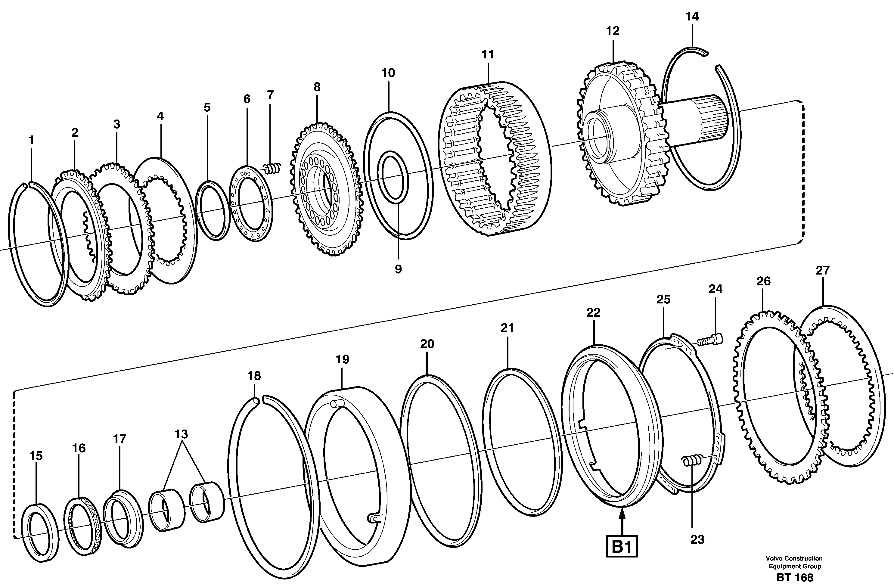 Схема запчастей Volvo T450D - 85257 Clutch and brake 