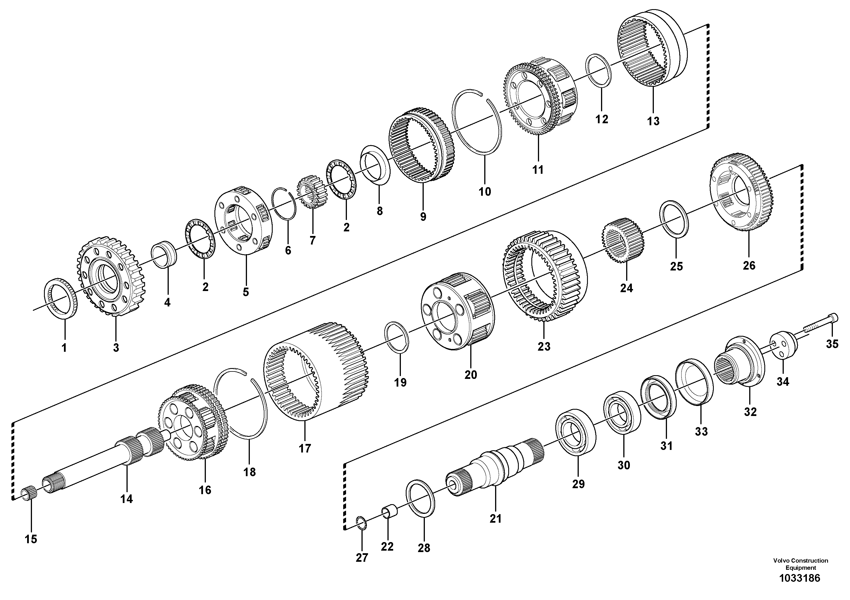 Схема запчастей Volvo T450D - 96022 Planetary gears and shafts 