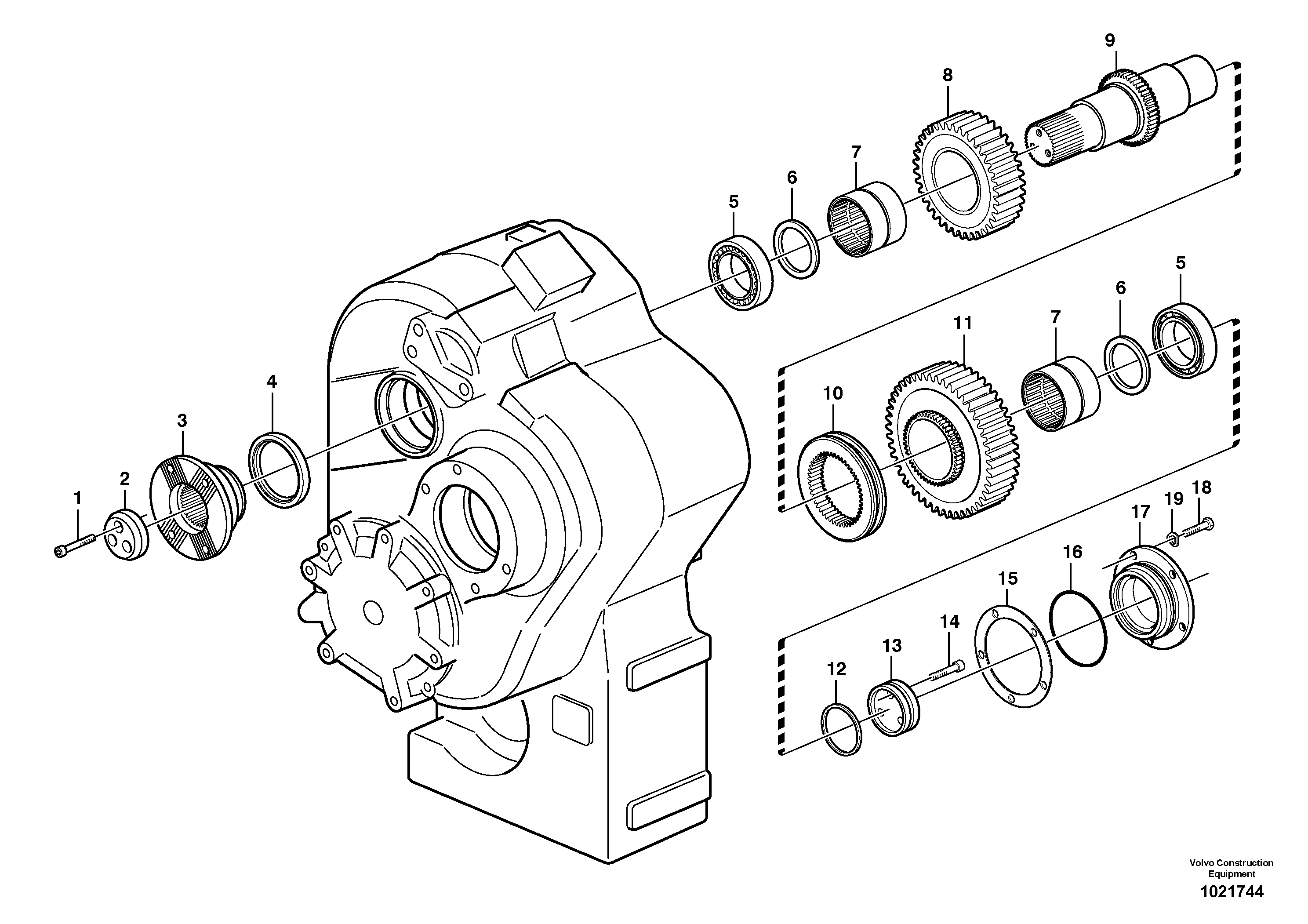 Схема запчастей Volvo T450D - 10295 Upper shaft 