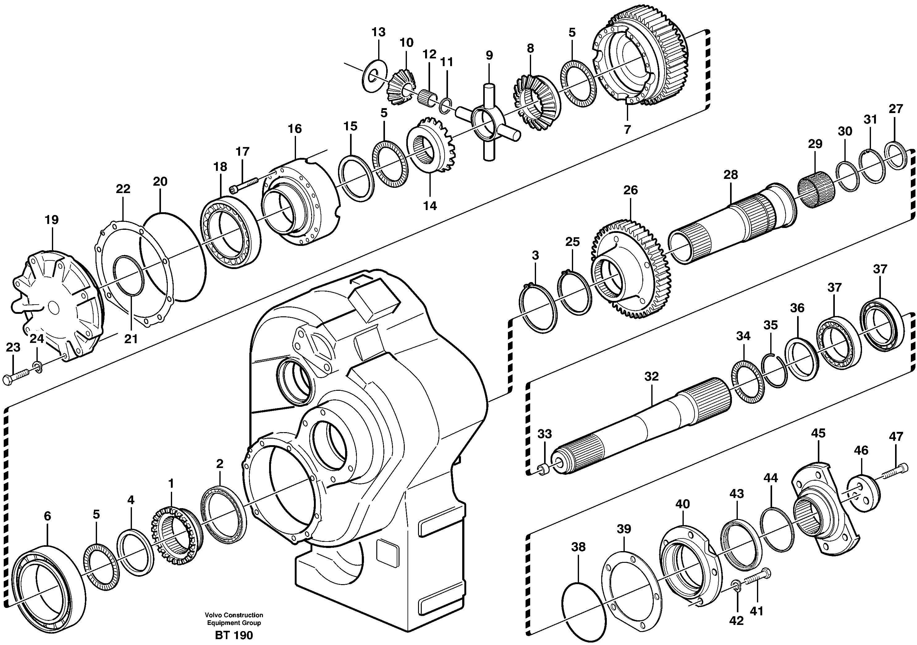 Схема запчастей Volvo T450D - 25305 Axle shaft with differential 