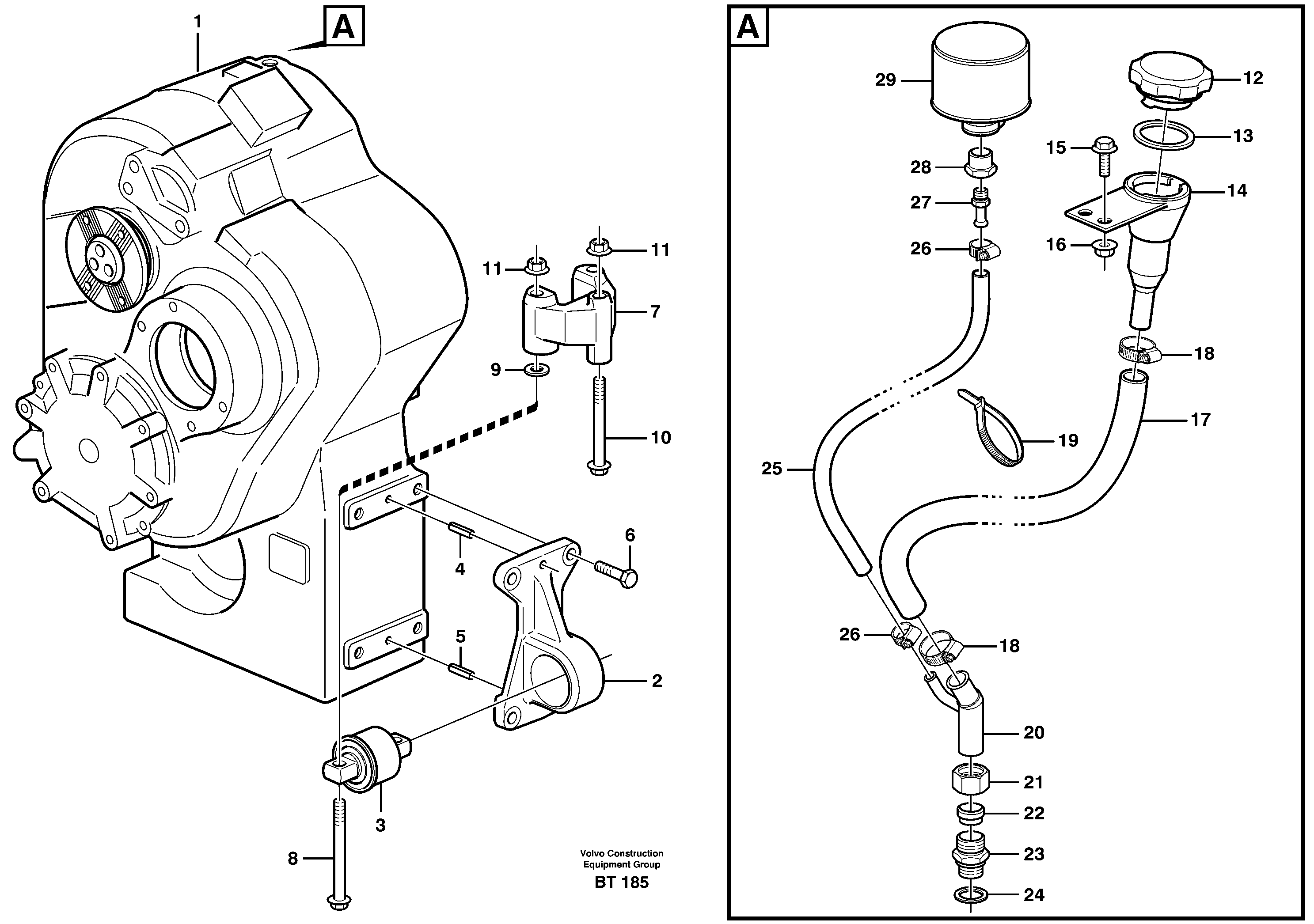 Схема запчастей Volvo T450D - 8109 Drop box with fitting parts 