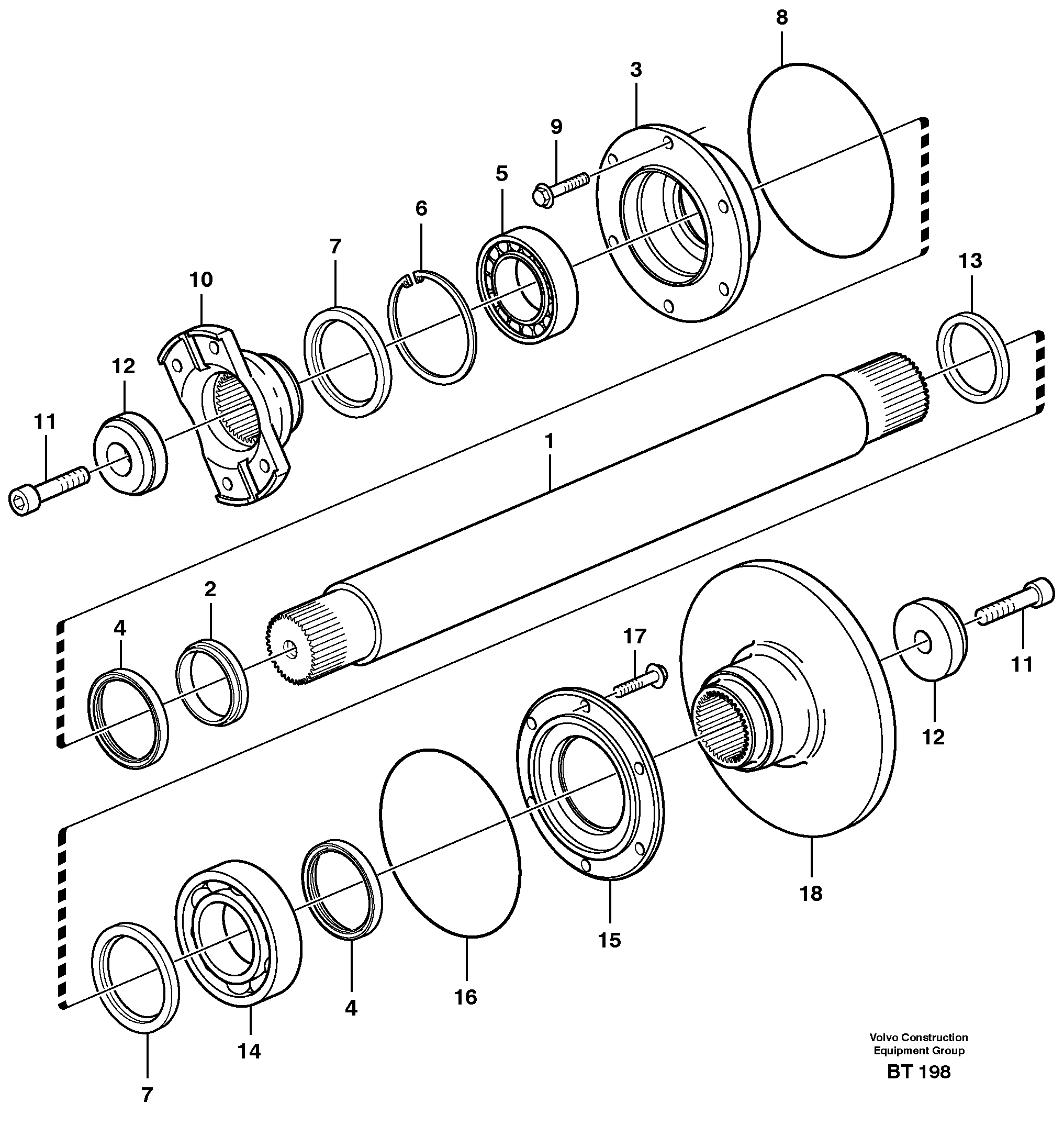 Схема запчастей Volvo T450D - 3614 Intermediate shaft 