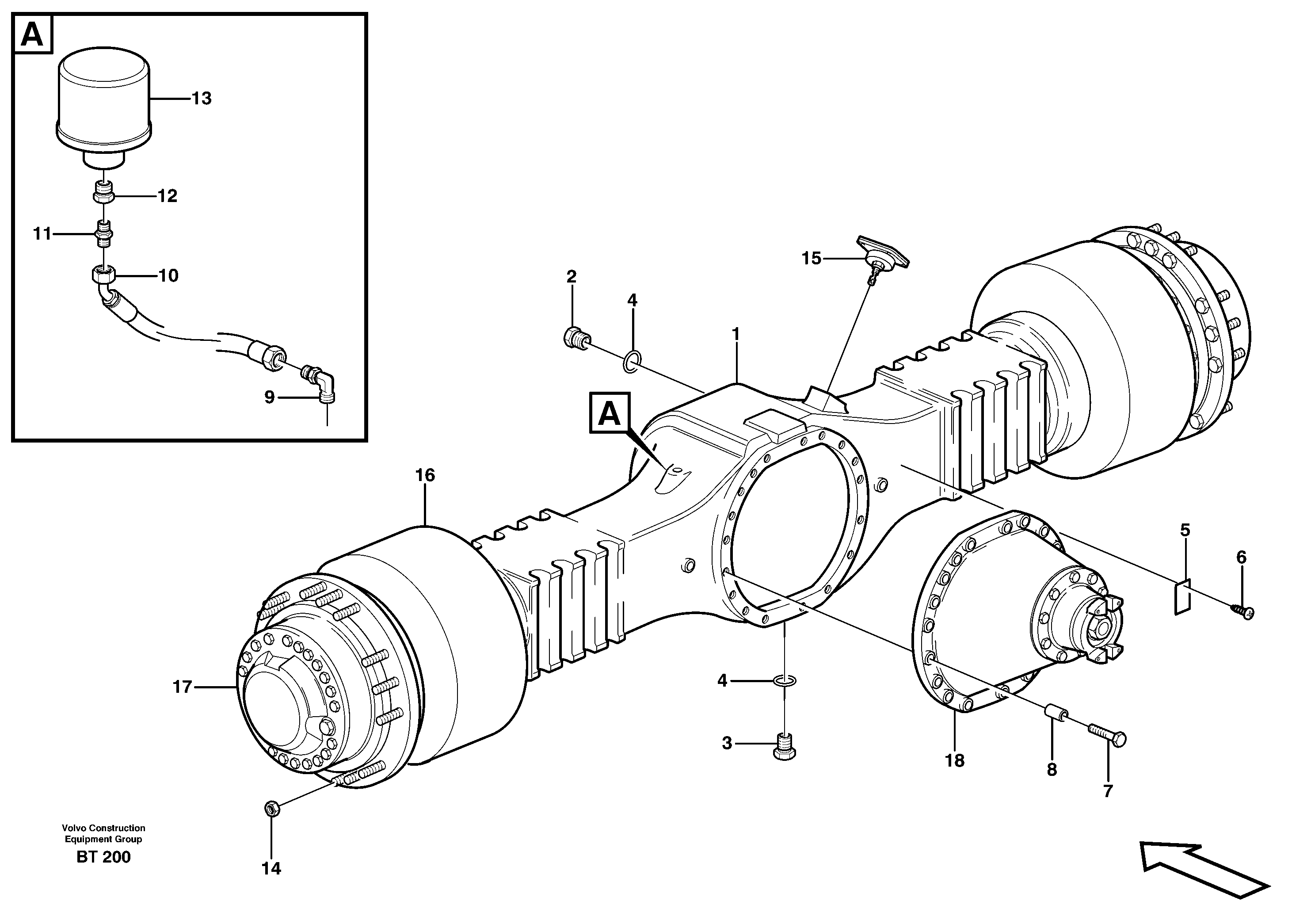 Схема запчастей Volvo T450D - 3615 Planetary axle, motor unit 