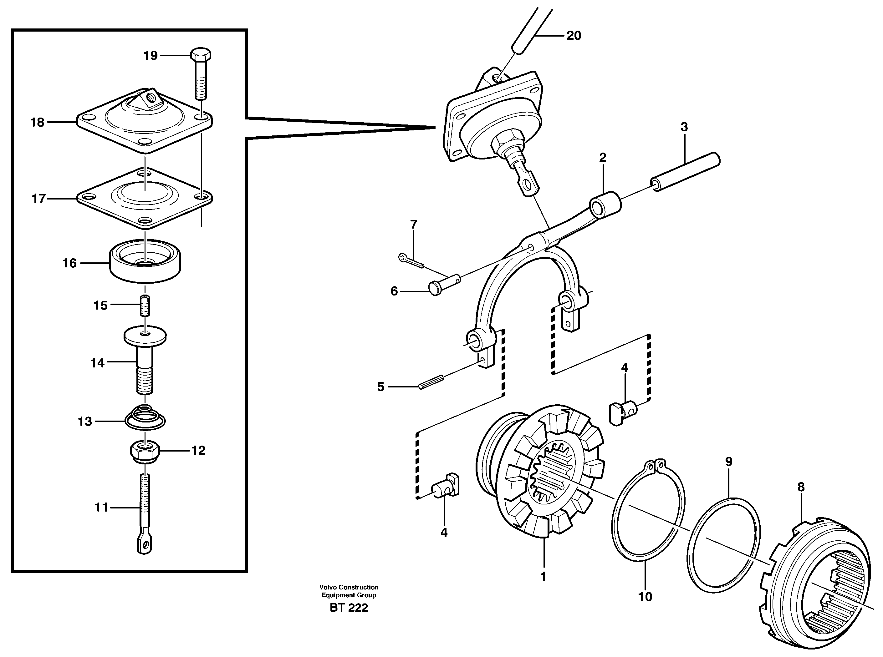 Схема запчастей Volvo T450D - 3620 Differential lock 