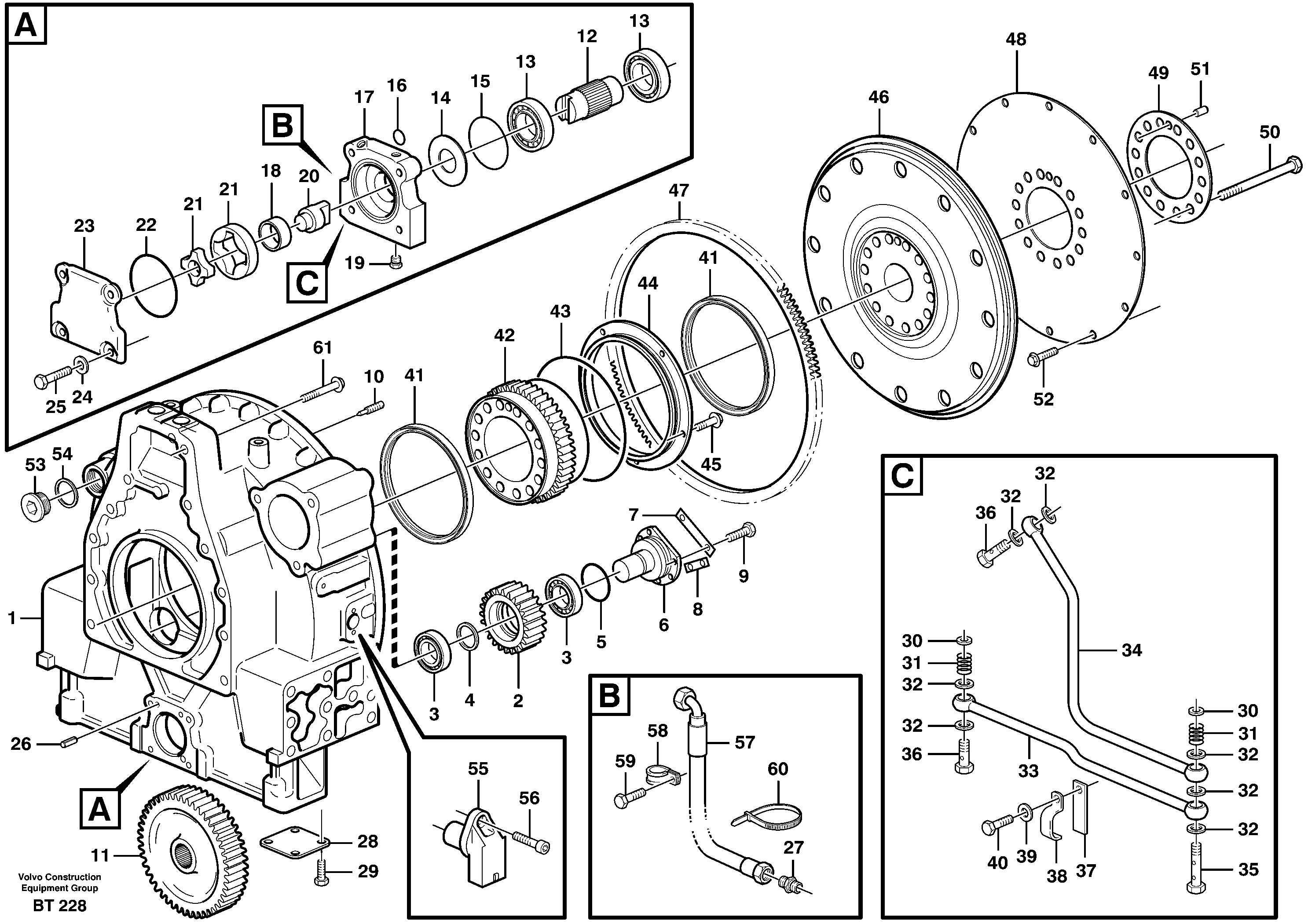 Схема запчастей Volvo T450D - 19121 Pump drive 