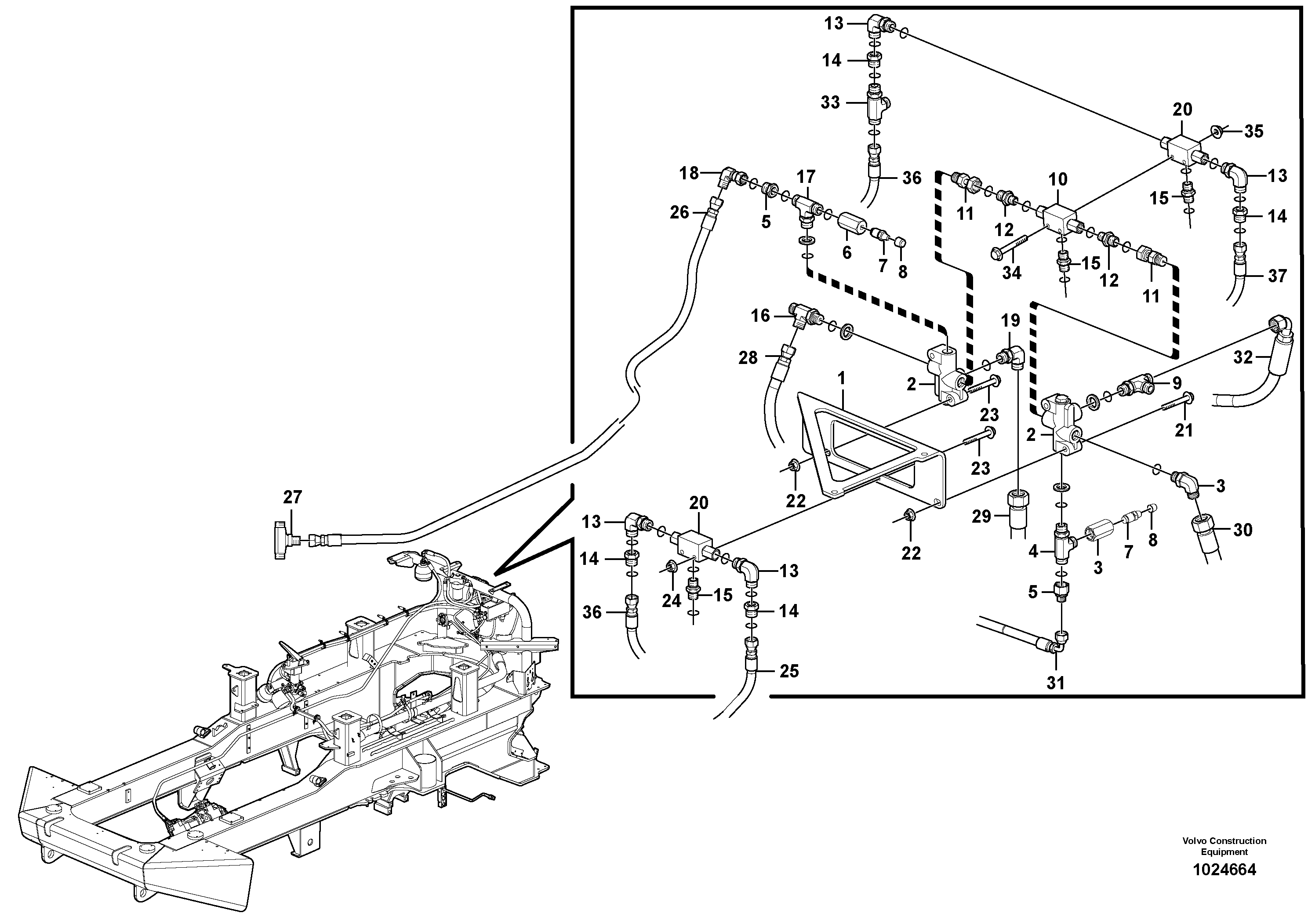 Схема запчастей Volvo T450D - 30609 Hydraulic brake system, load unit 