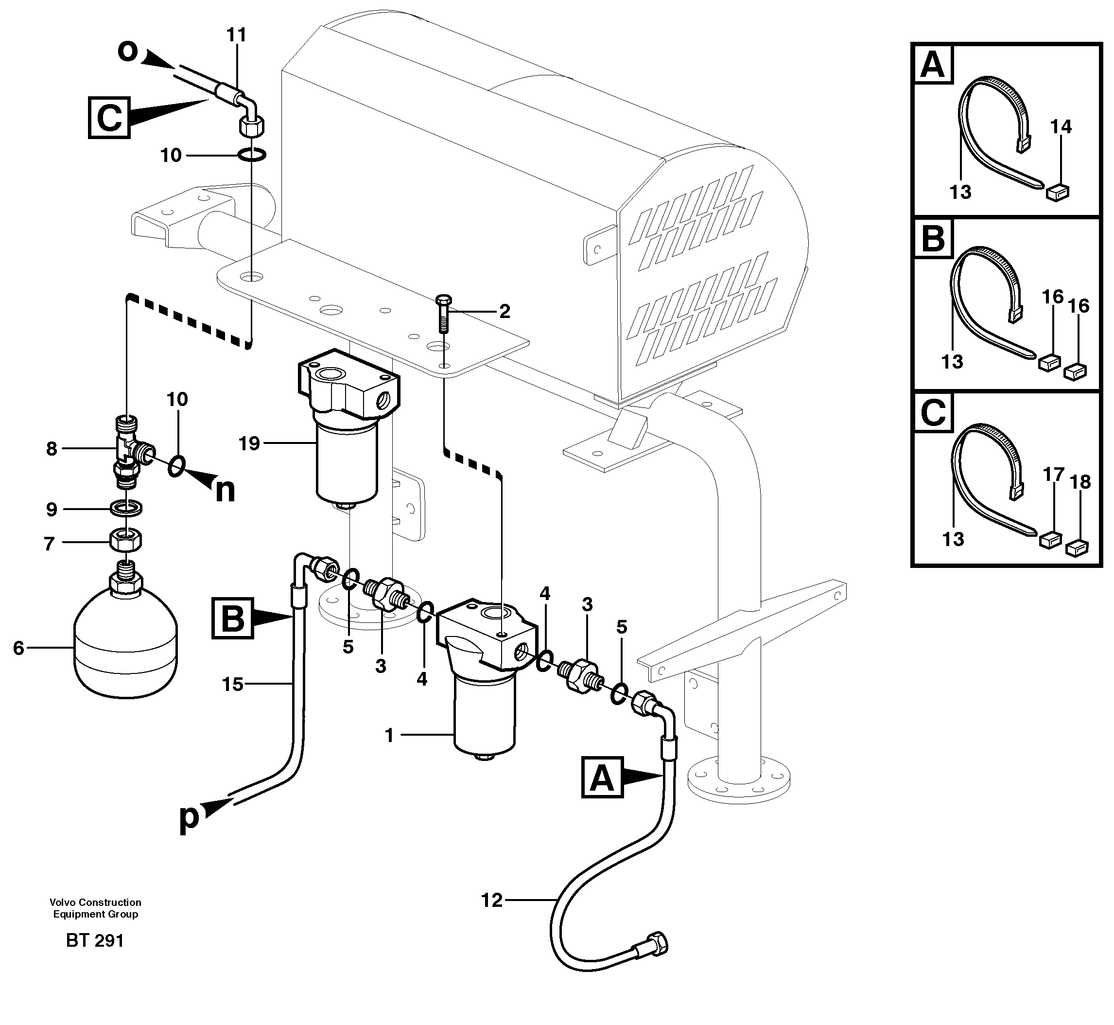 Схема запчастей Volvo T450D - 3625 Hydraulic brake system, motor unit 