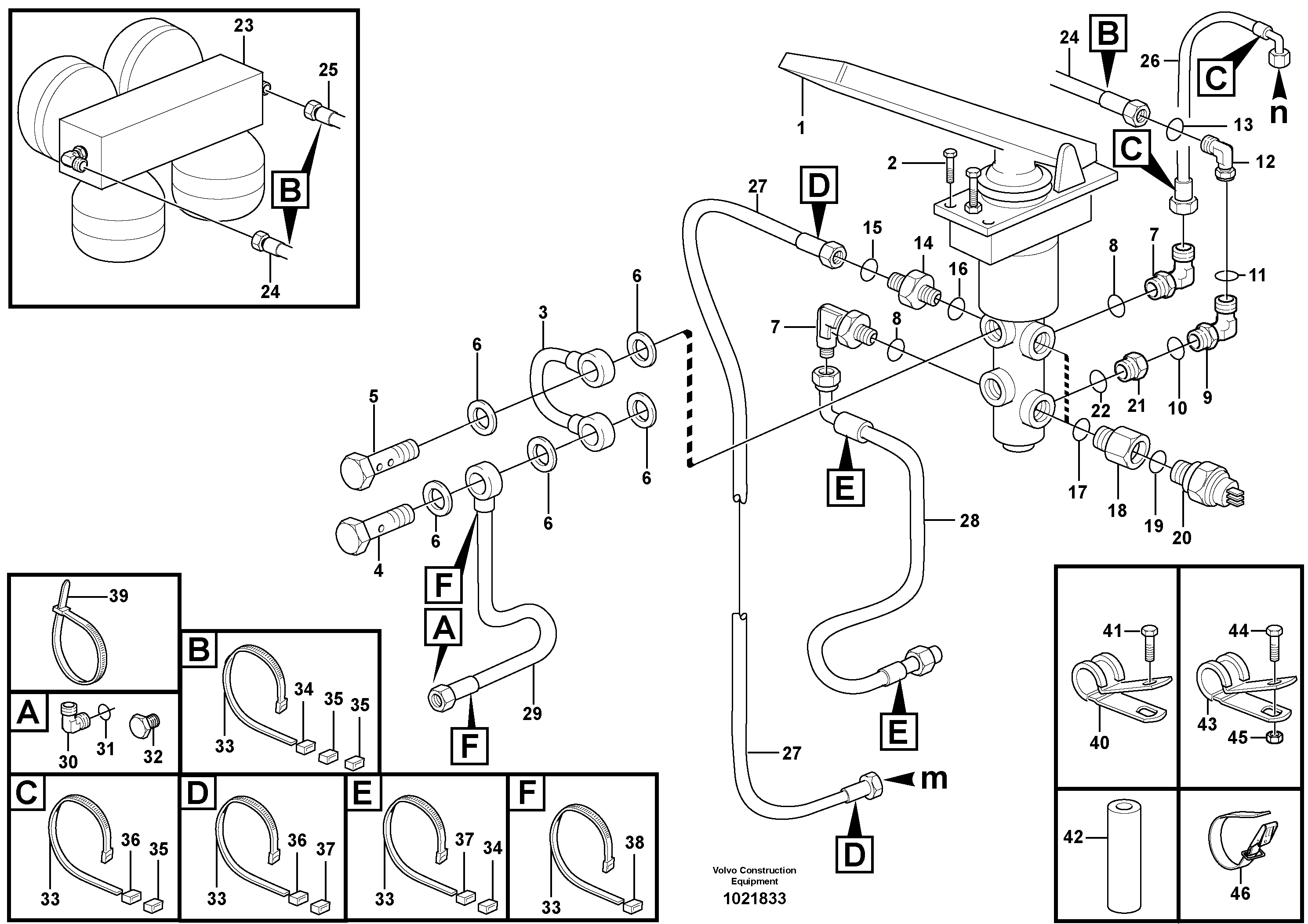 Схема запчастей Volvo T450D - 91025 Hydraulic brake system, cab 