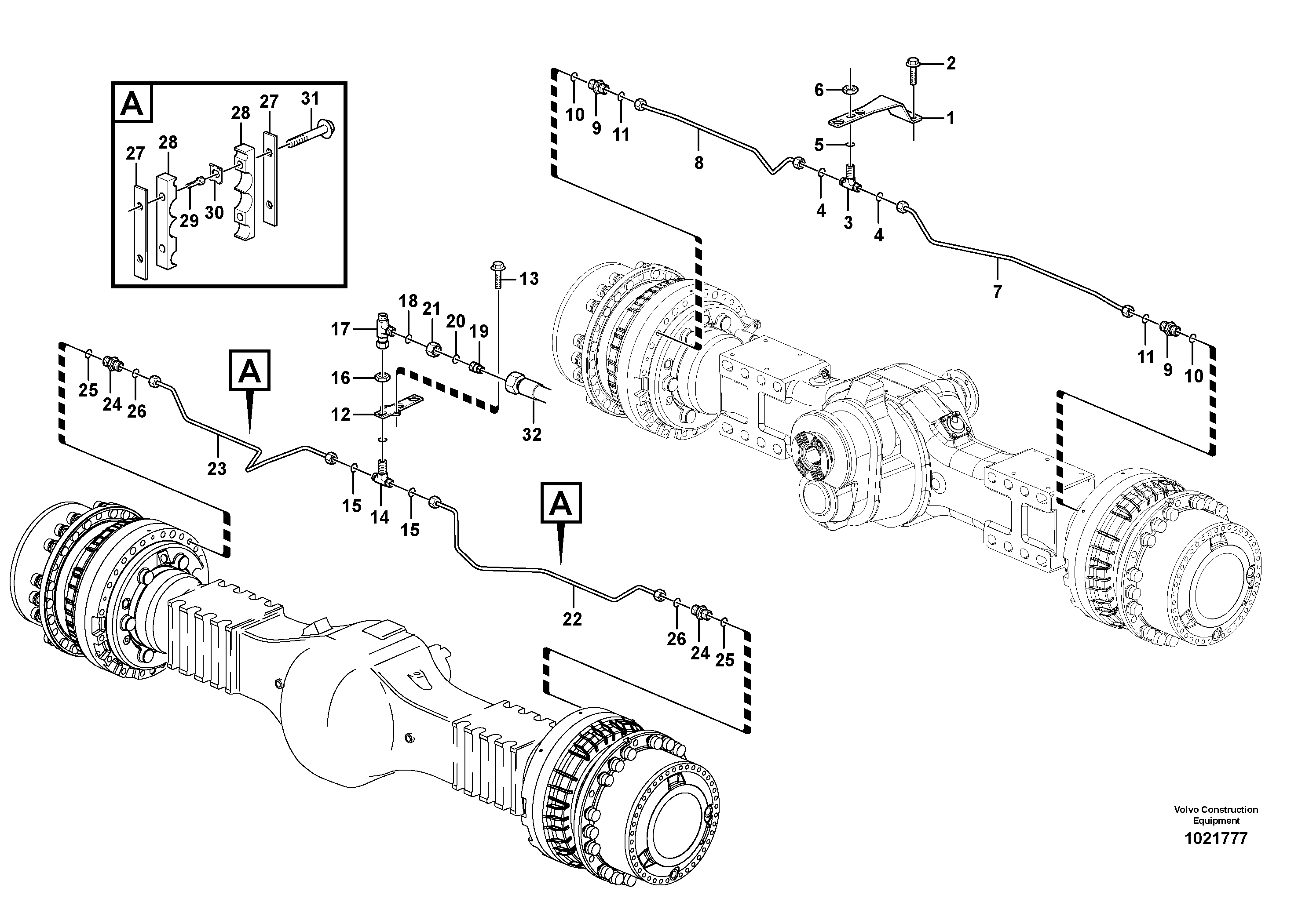 Схема запчастей Volvo T450D - 30610 Brake pipe with fitting parts 