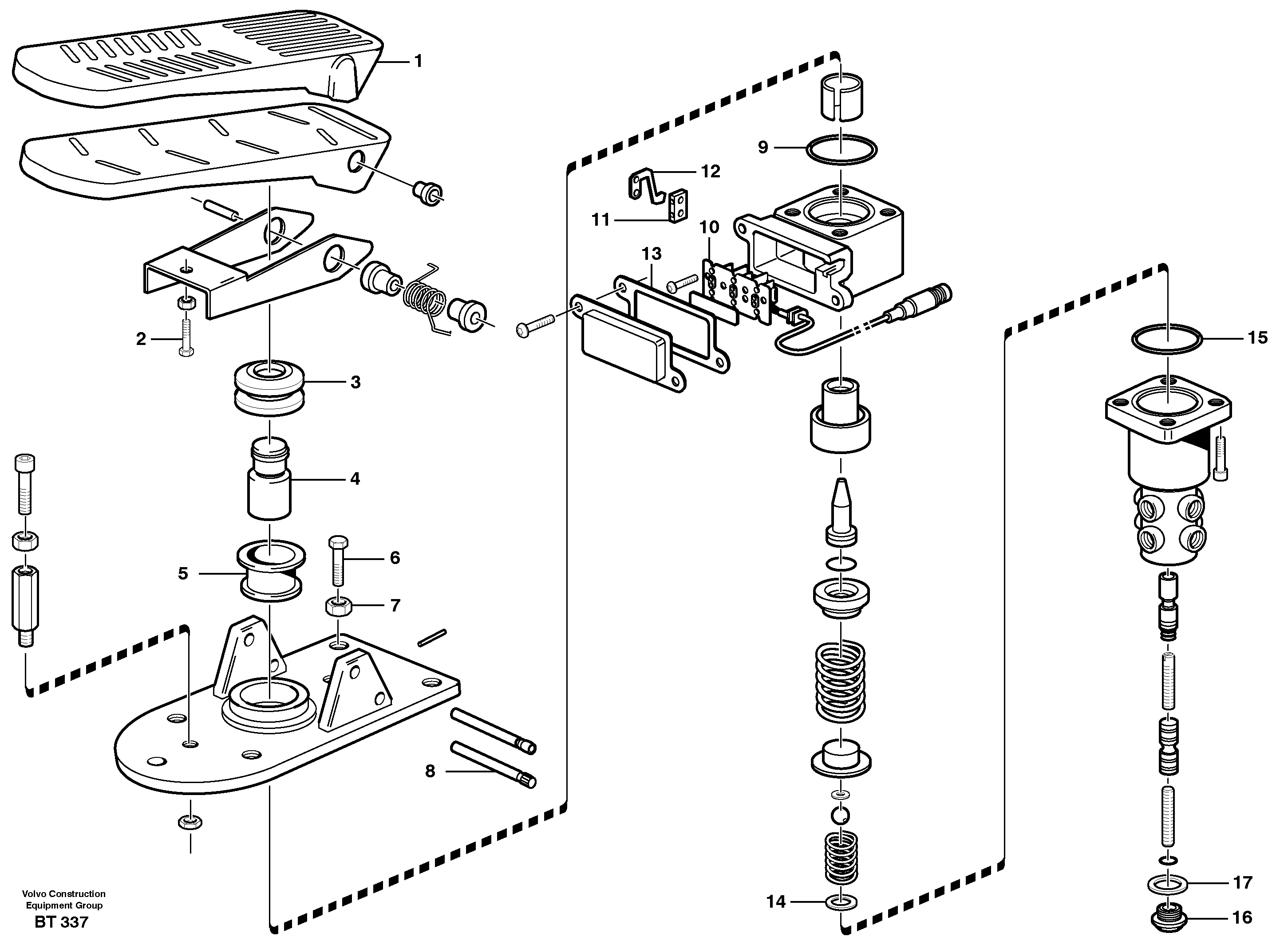 Схема запчастей Volvo T450D - 55979 Footbrake valve 