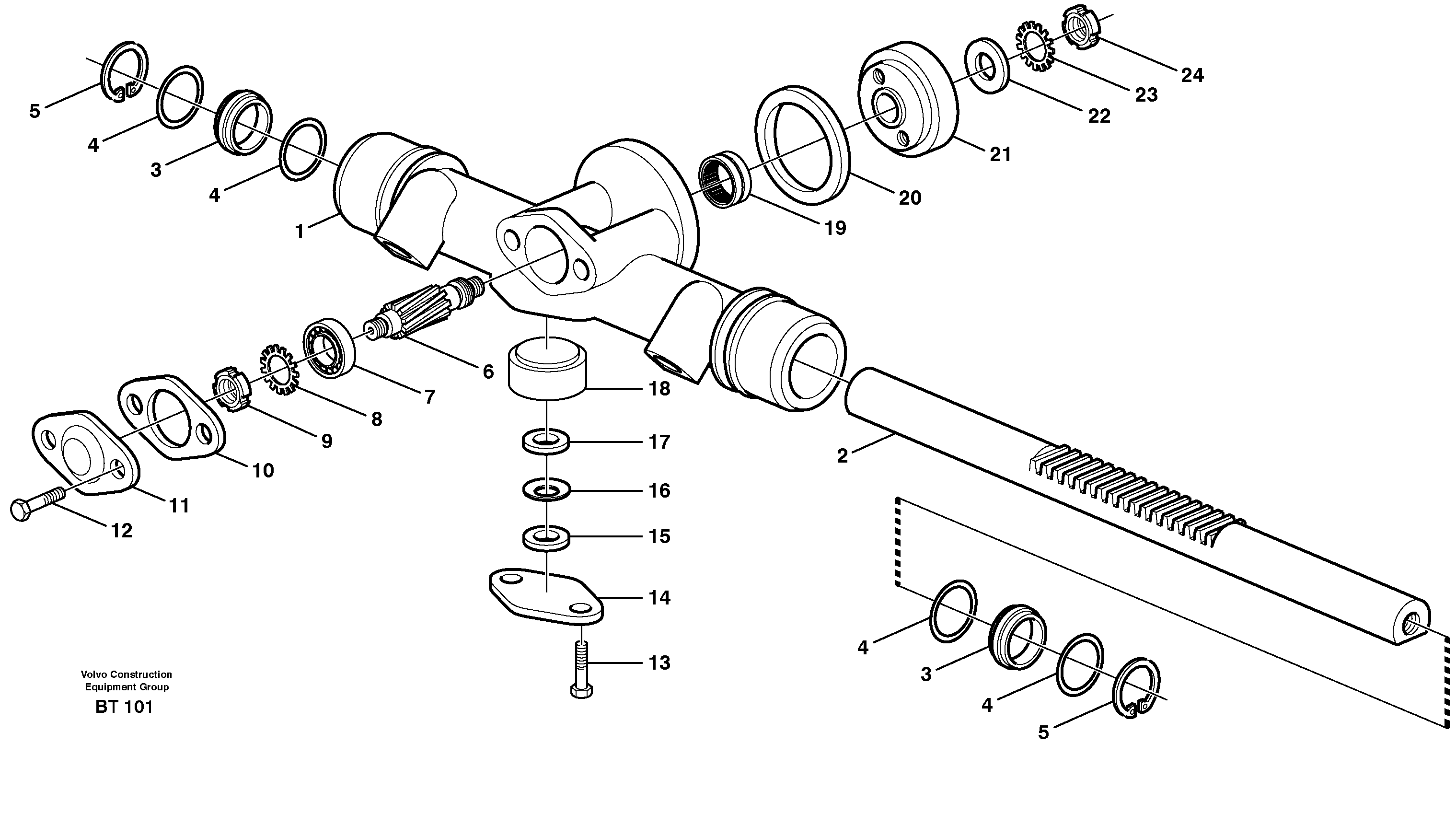 Схема запчастей Volvo T450D - 3022 Rack gear 