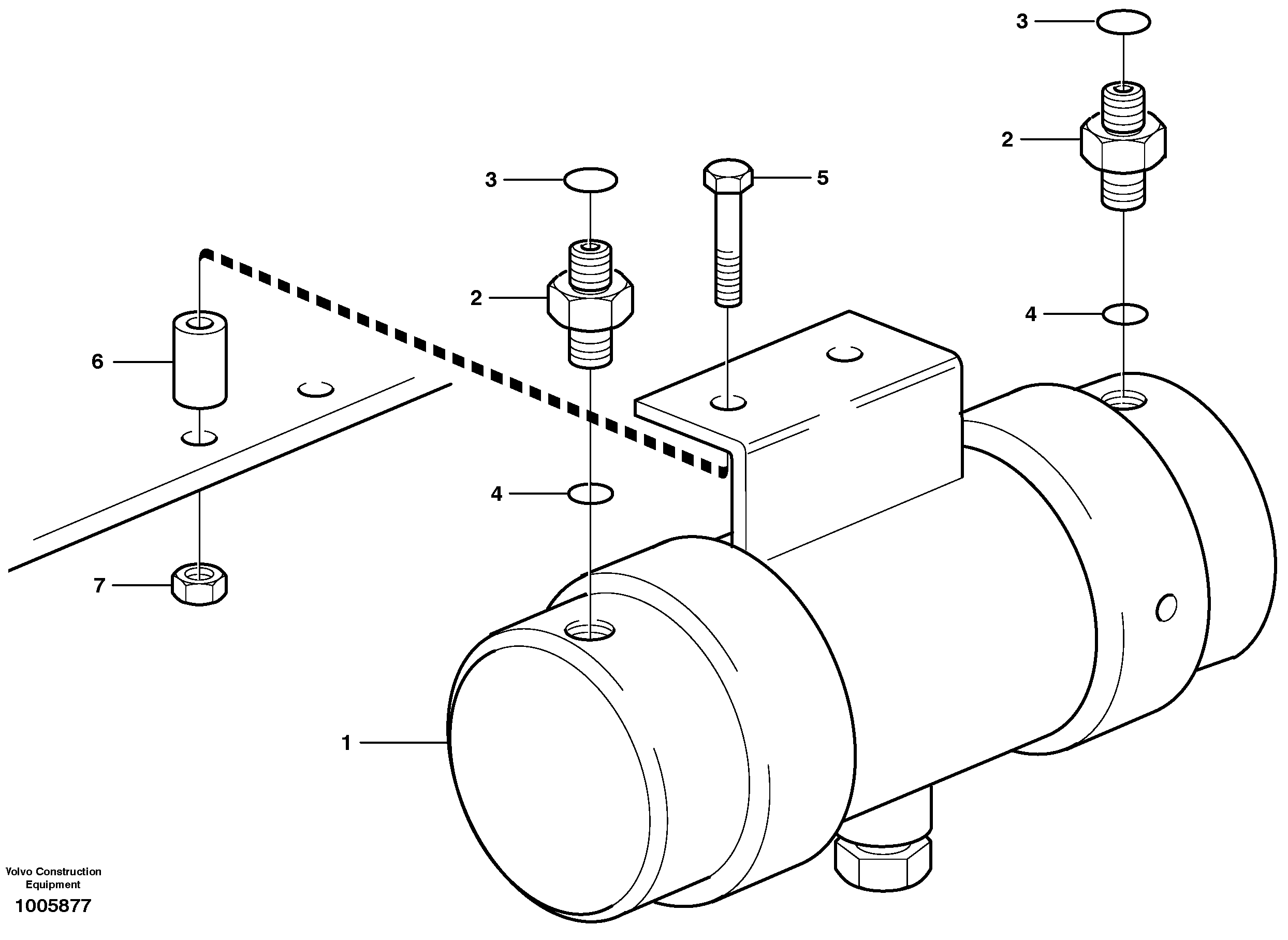 Схема запчастей Volvo T450D - 19624 Damping cylinder with fitting parts 