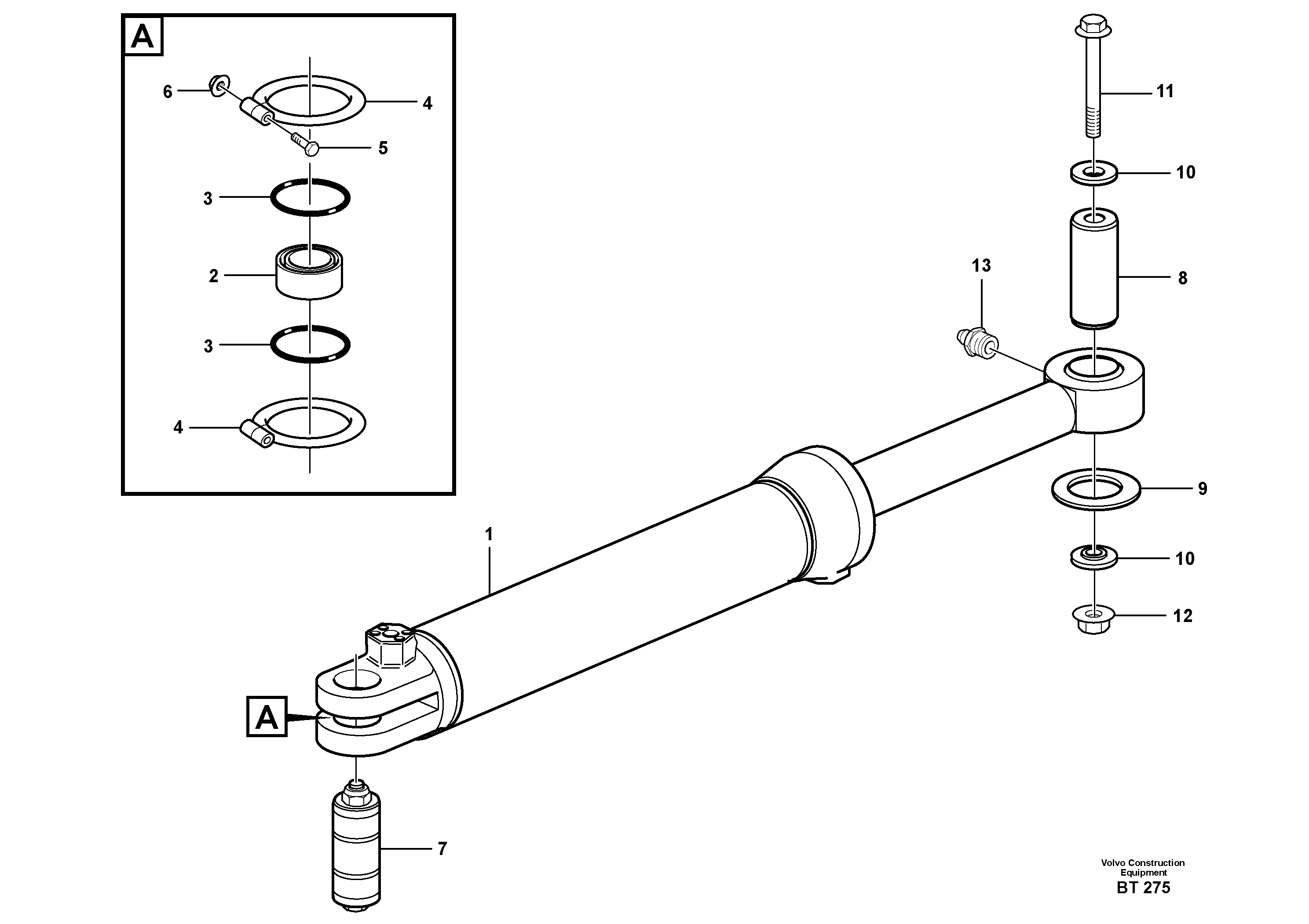 Схема запчастей Volvo T450D - 45695 Hydraulic cylinder with fitting parts 