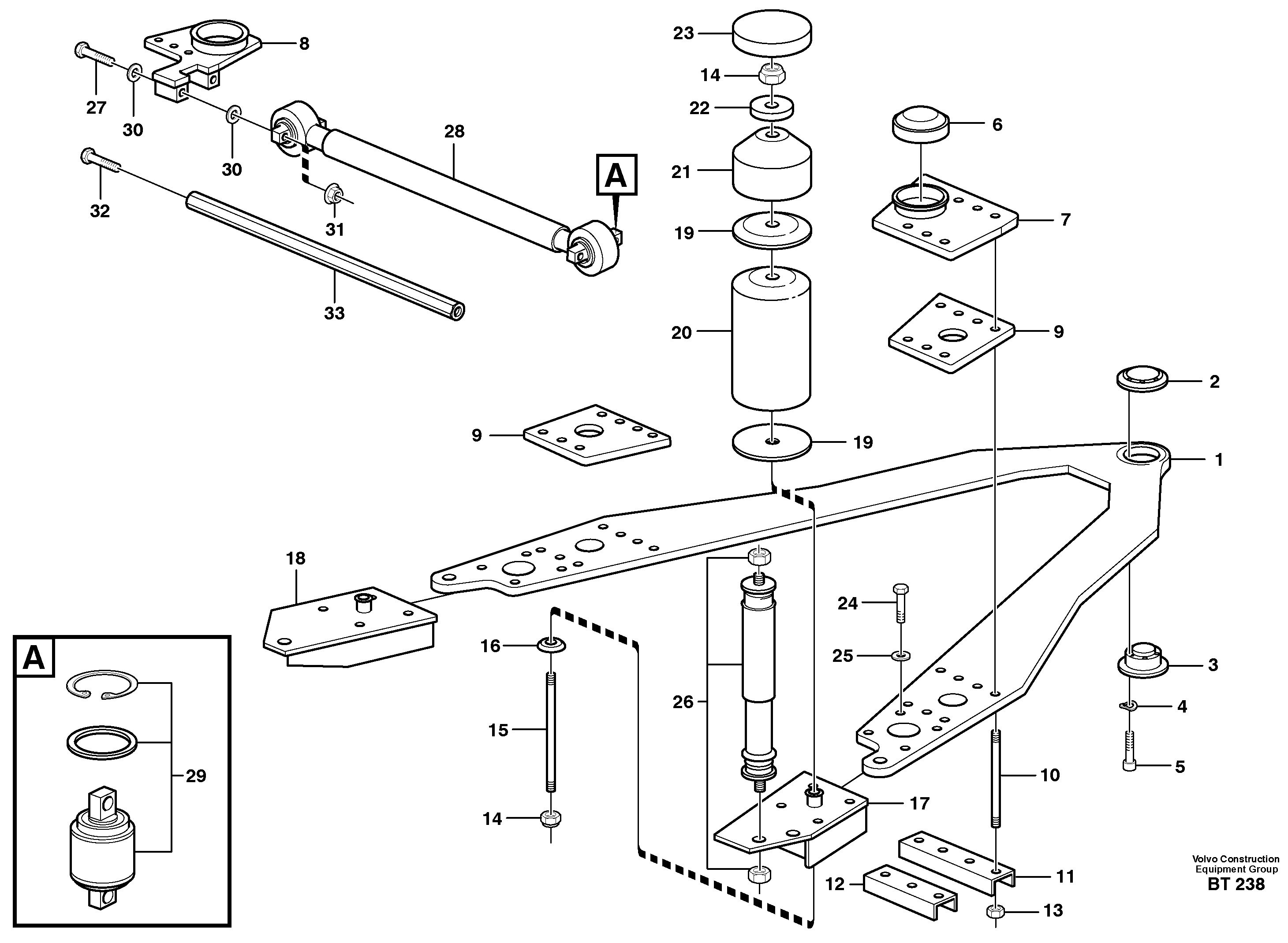 Схема запчастей Volvo T450D - 32463 Front axle suspension 