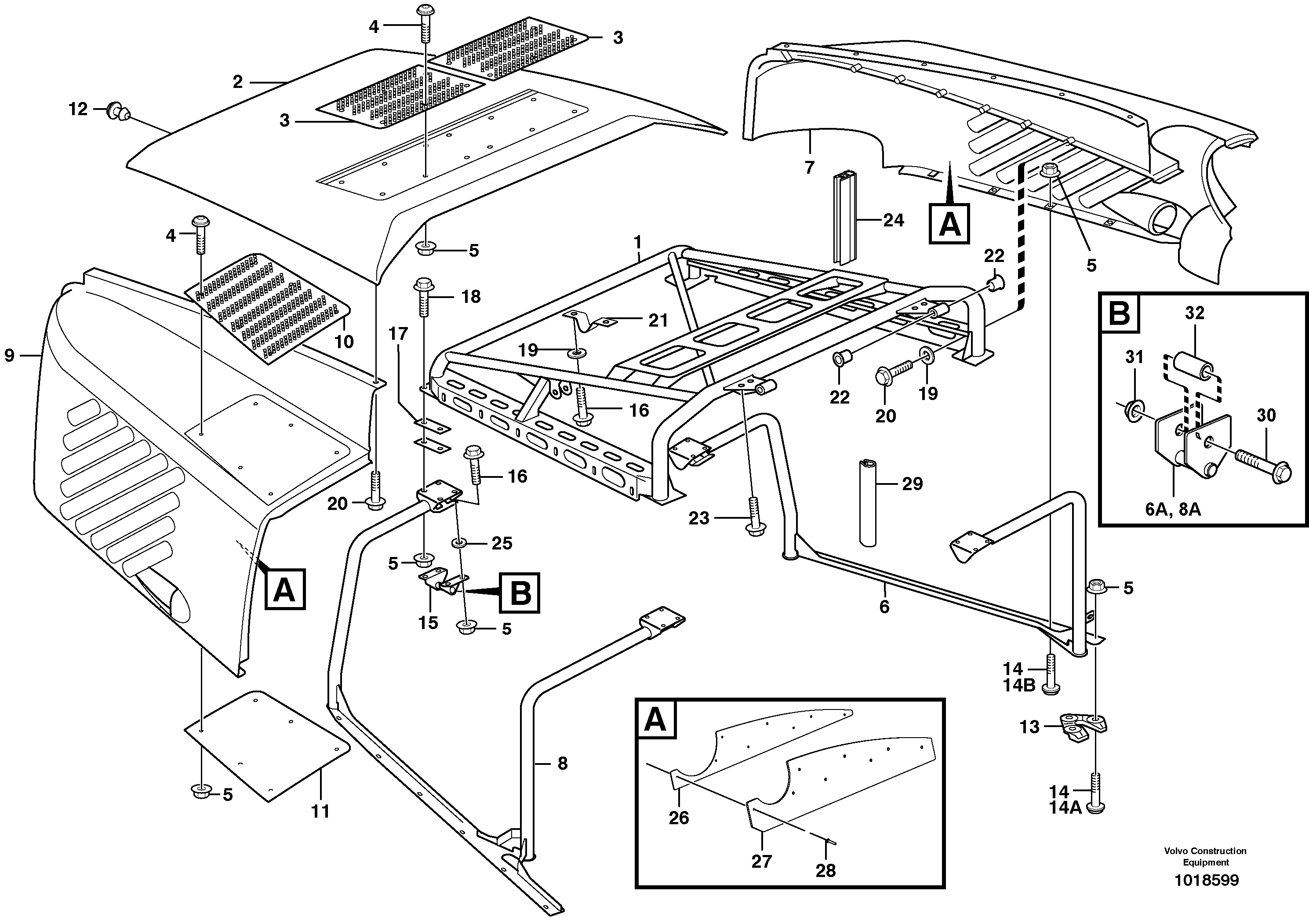 Схема запчастей Volvo T450D - 4810 Engine hood 