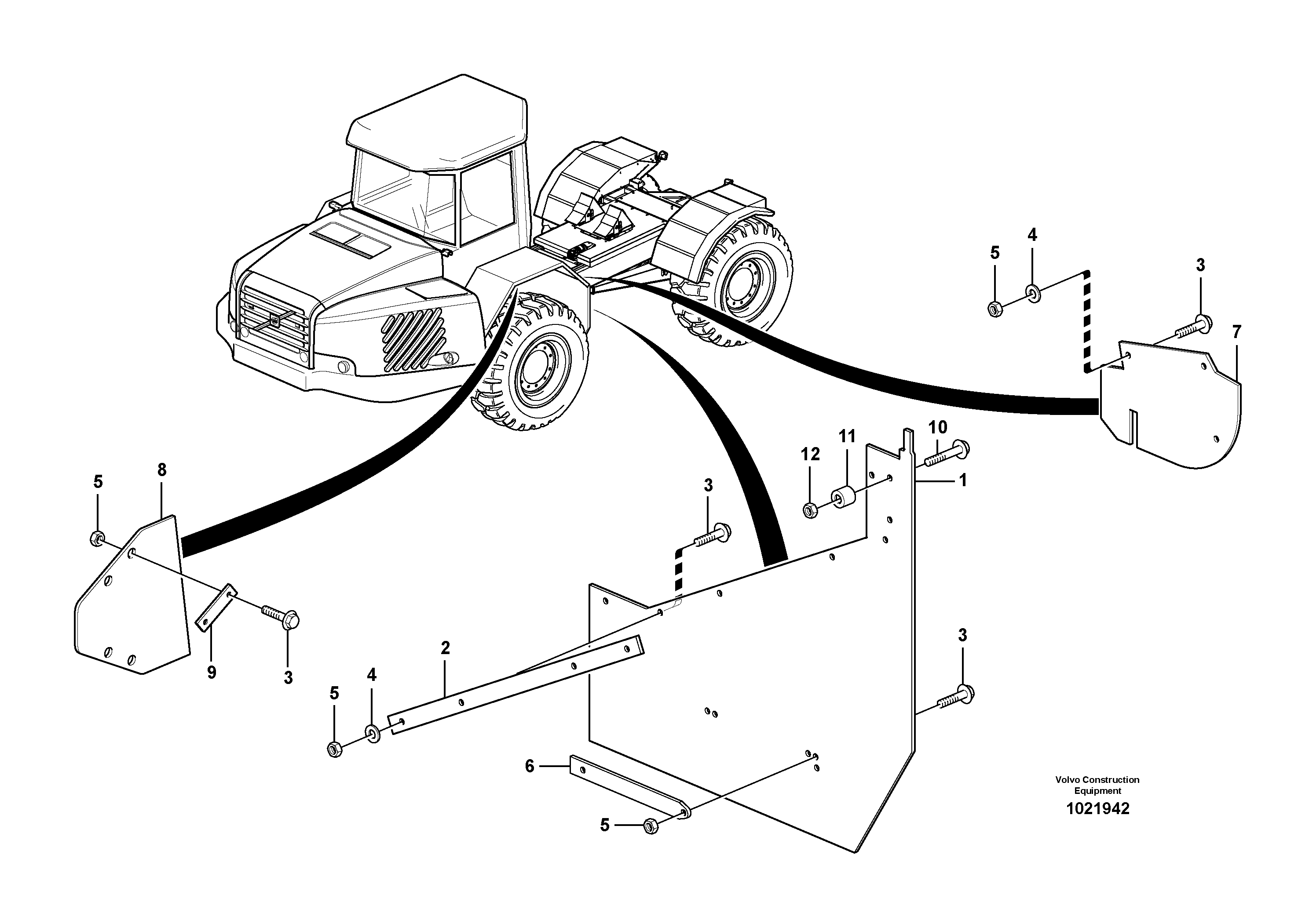 Схема запчастей Volvo T450D - 6661 Mudflap, motor unit 