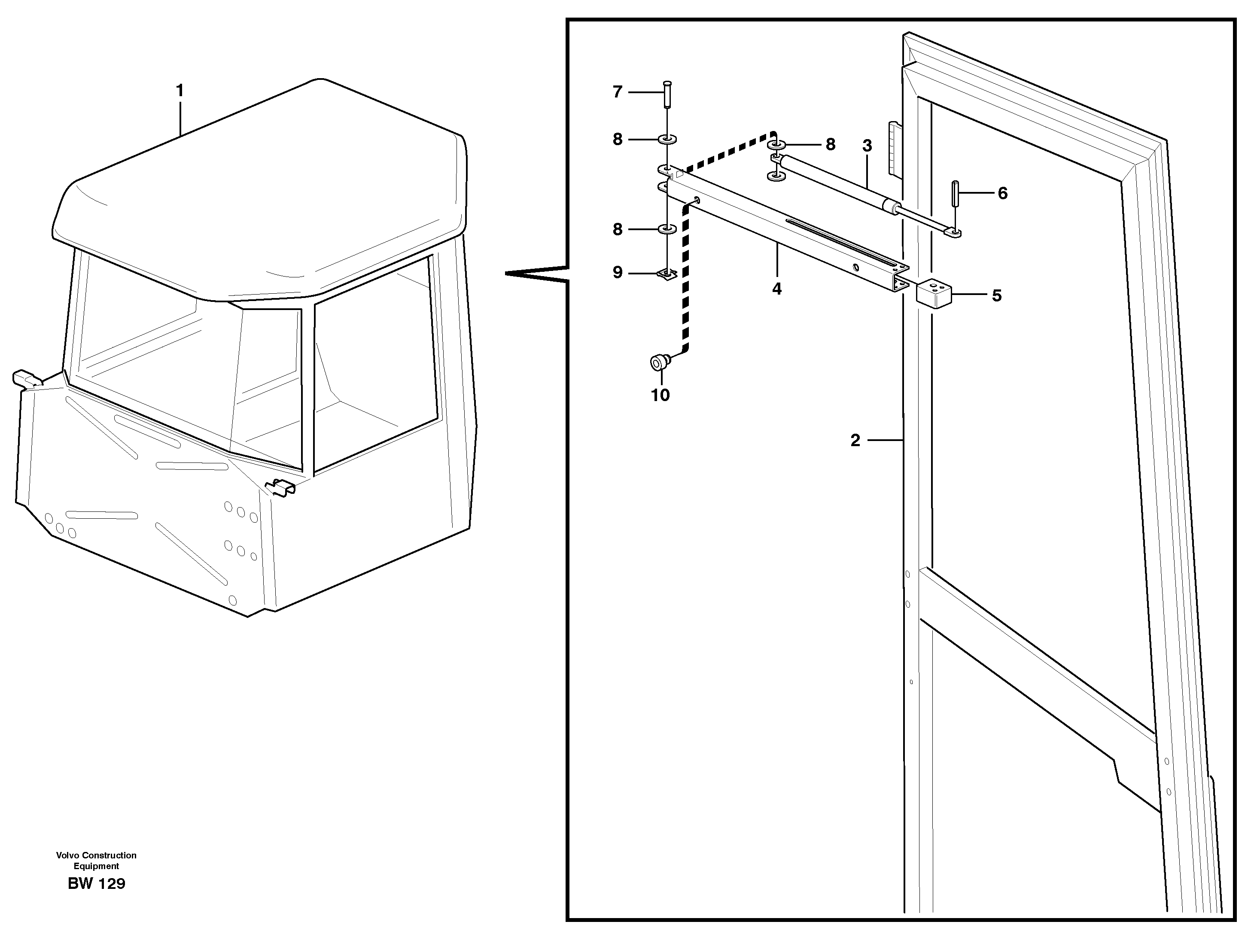 Схема запчастей Volvo T450D - 3050 Door with fitting parts 