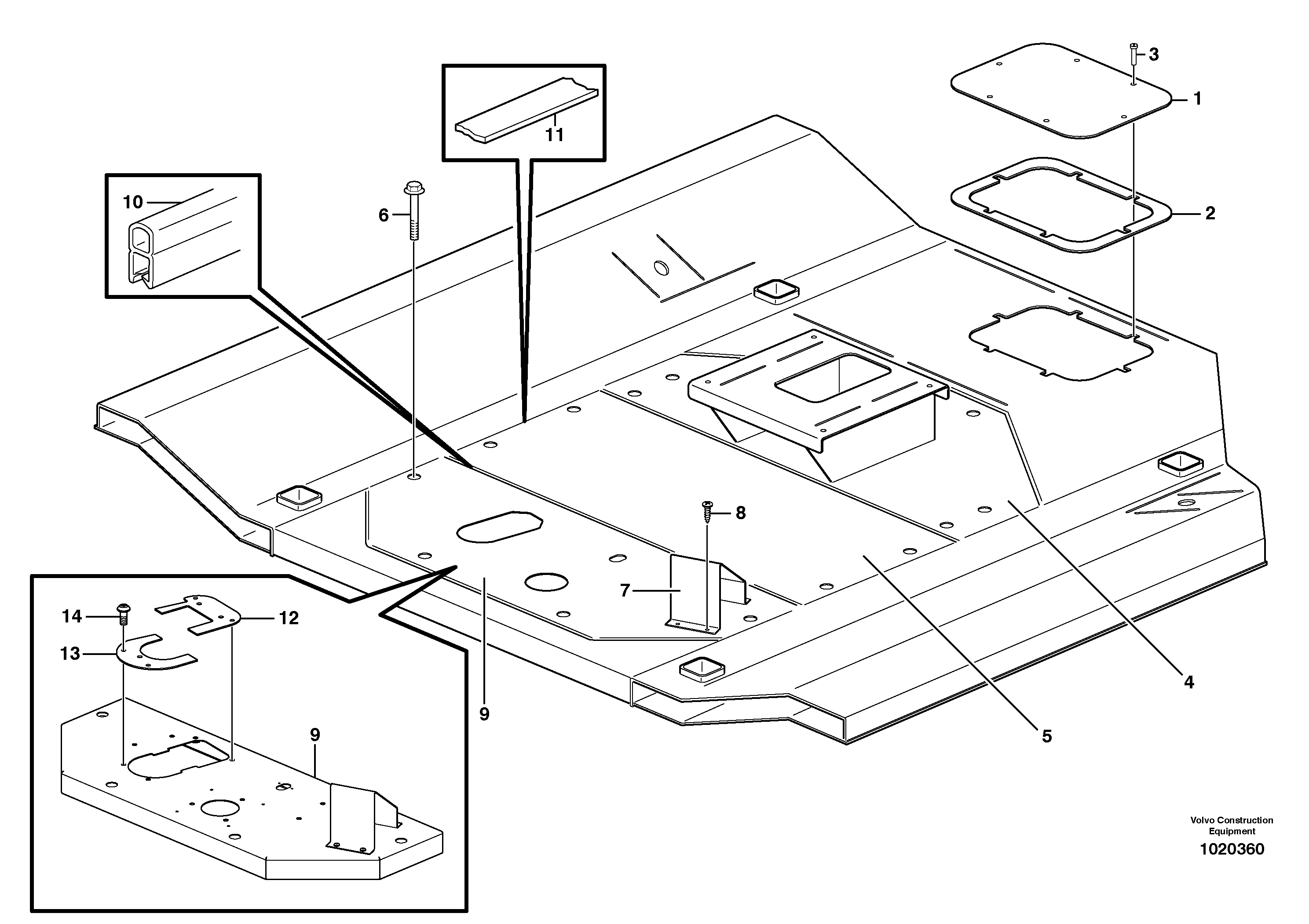 Схема запчастей Volvo T450D - 19967 Floor panels and cover plates 