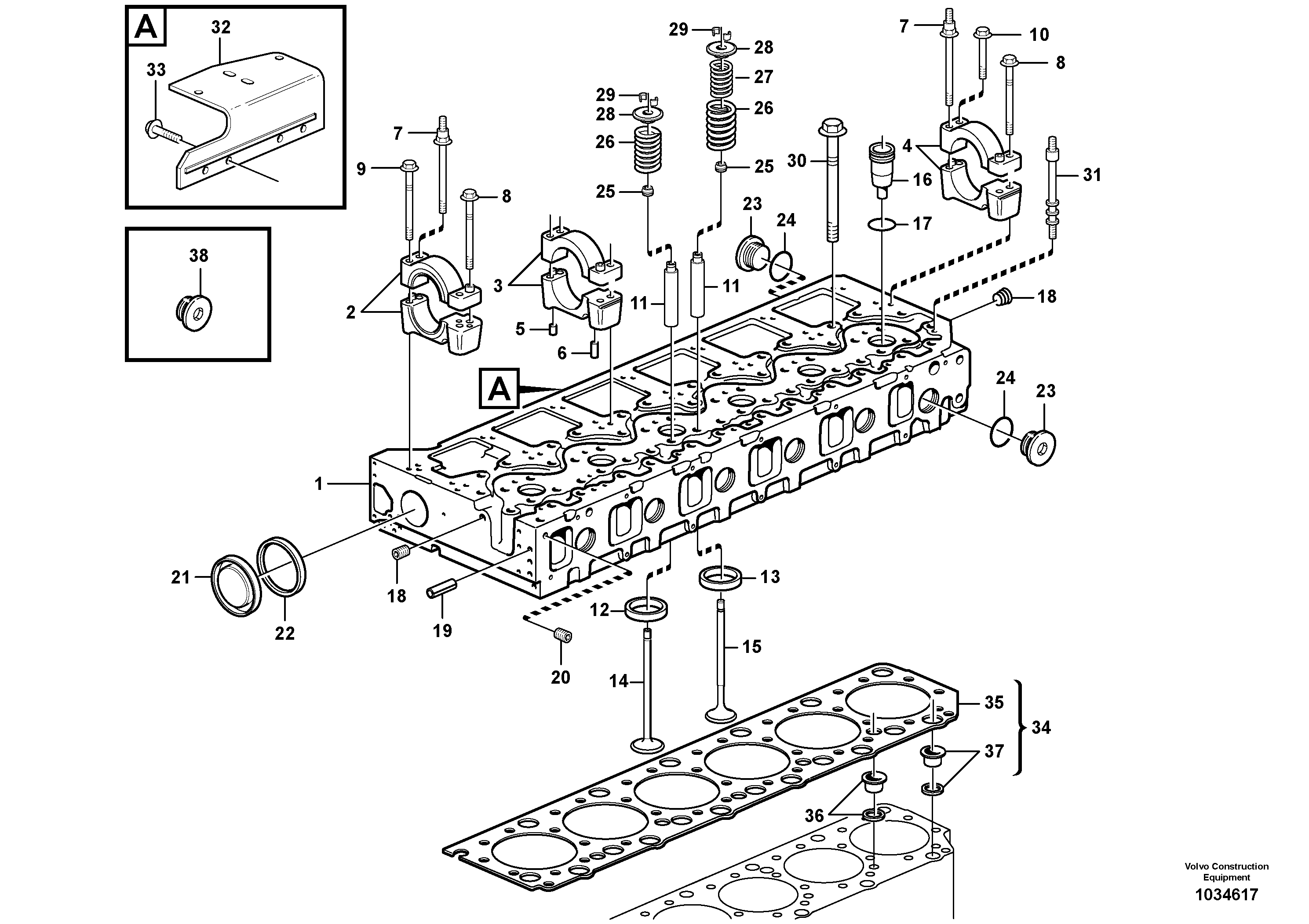 Схема запчастей Volvo T450D - 21889 Головка блока цилиндров 