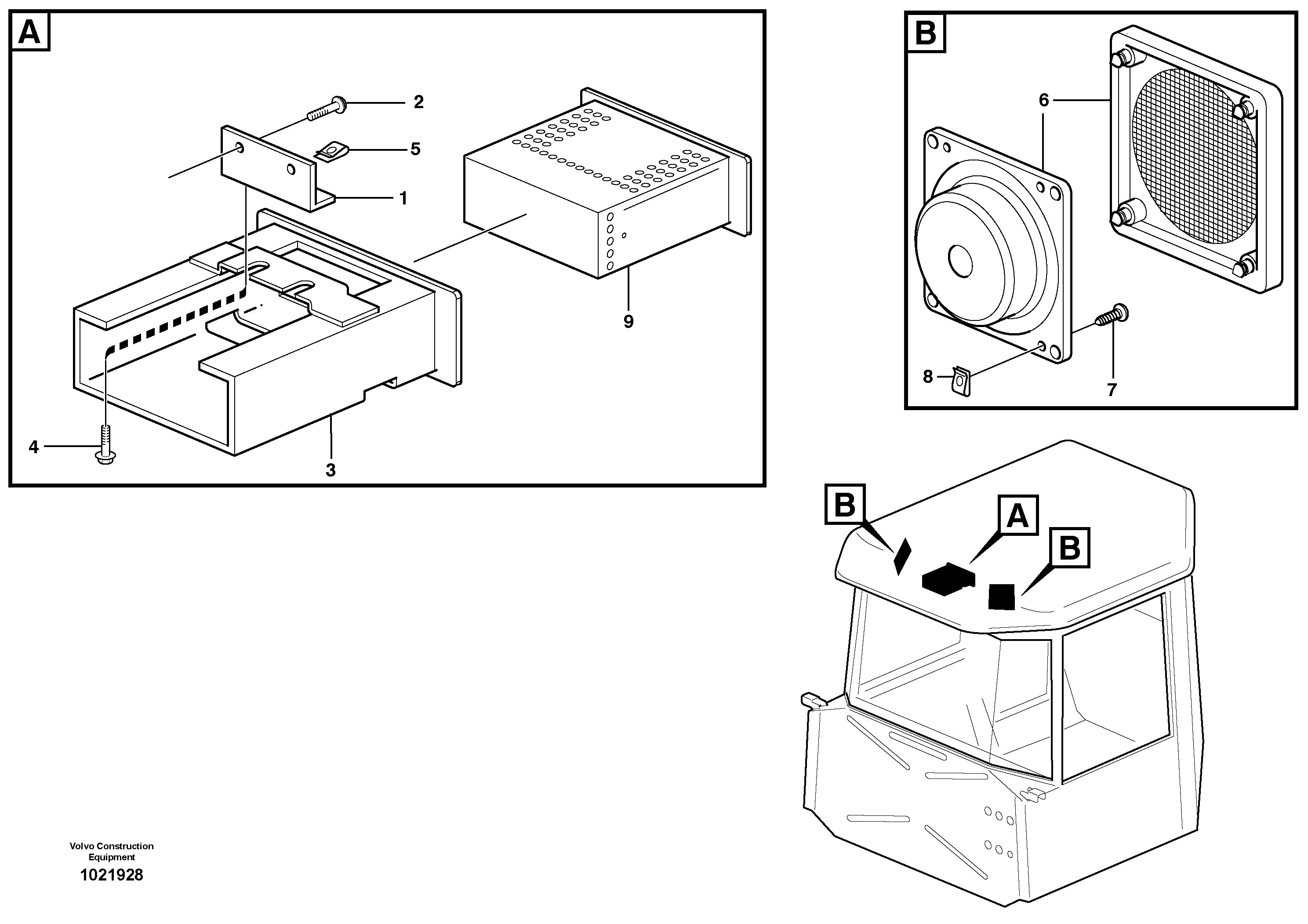 Схема запчастей Volvo T450D - 8009 Radio bracket 