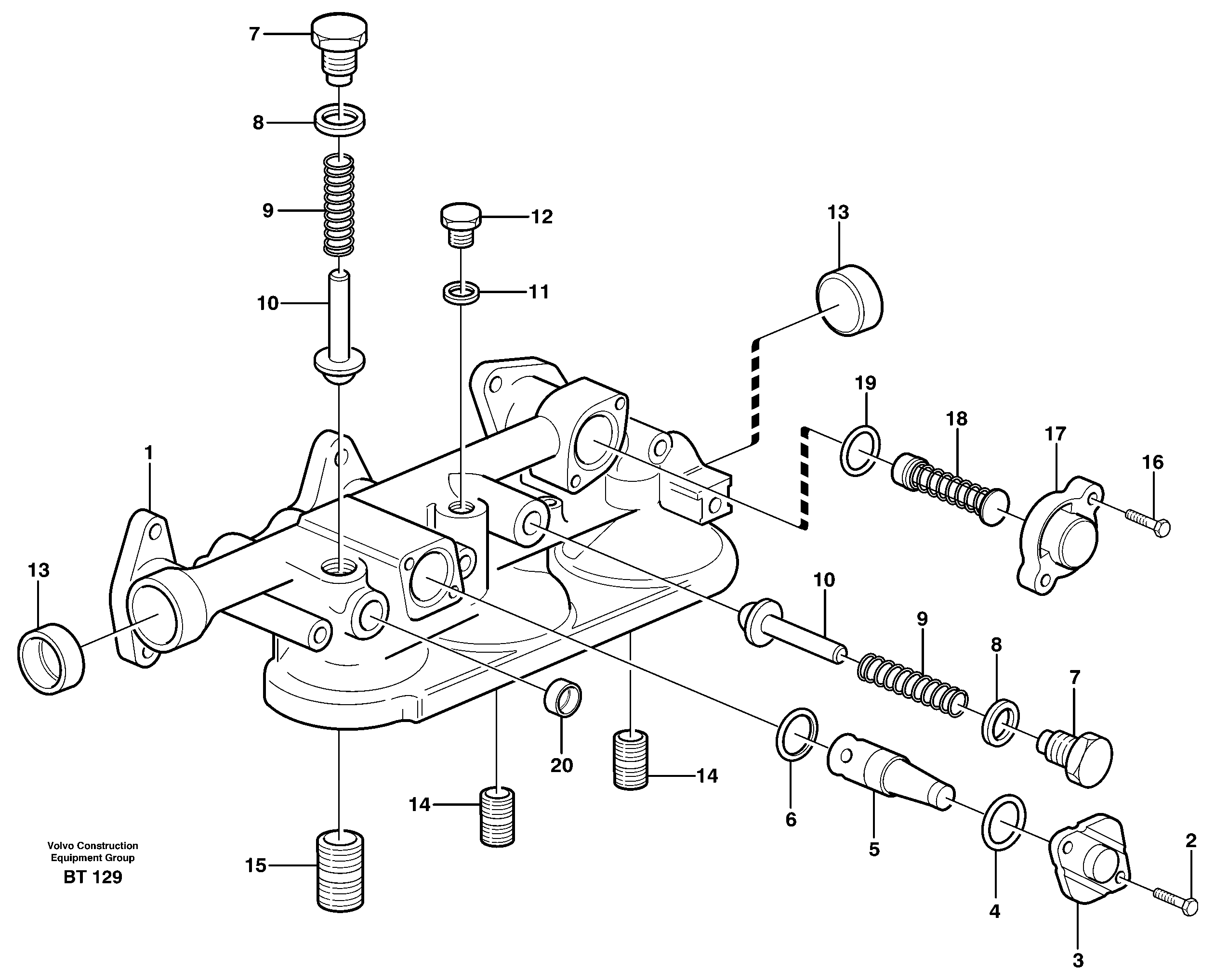 Схема запчастей Volvo T450D - 19620 Oil filter housing 