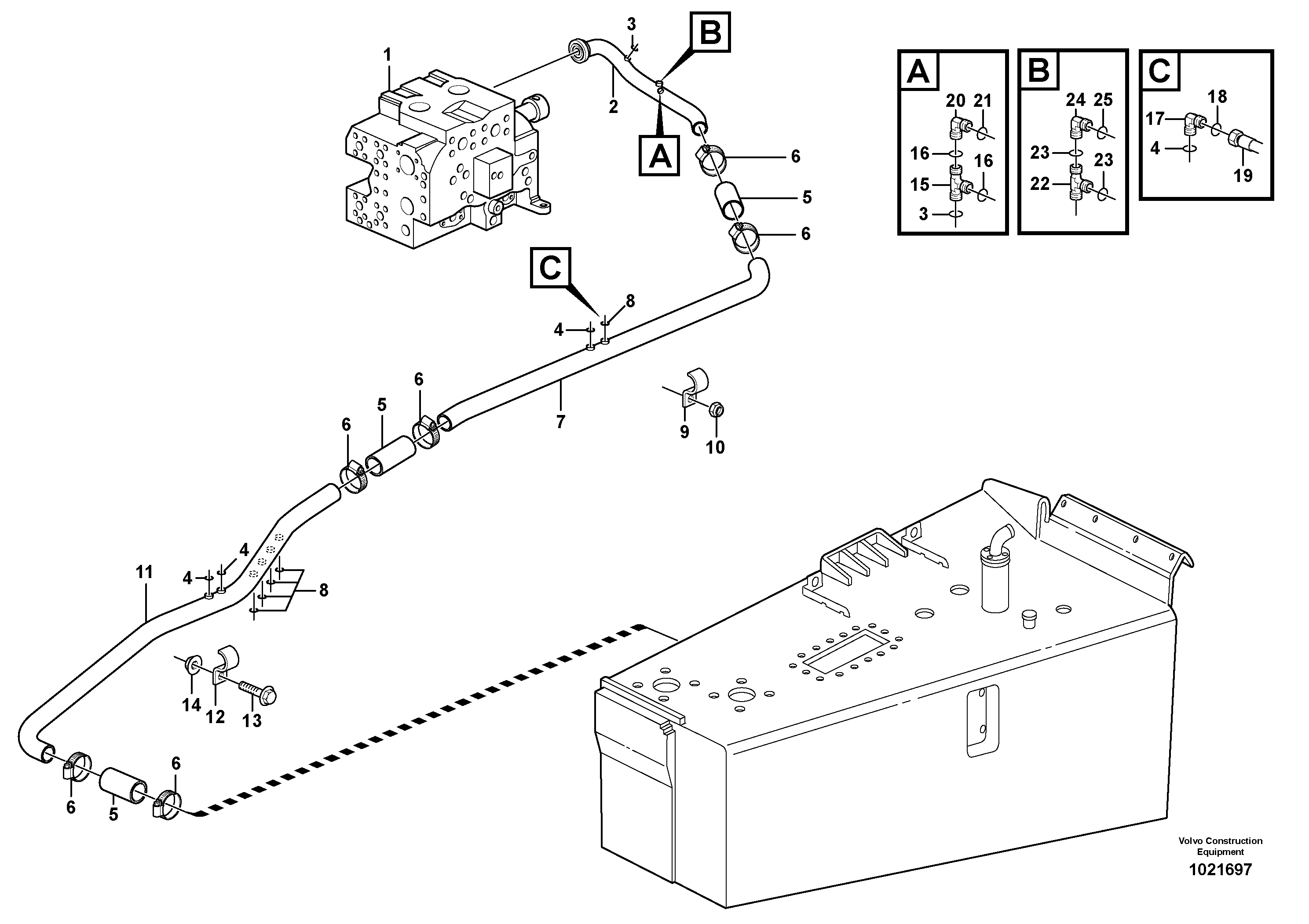 Схема запчастей Volvo T450D - 30611 Hydraulic system, motor unit 