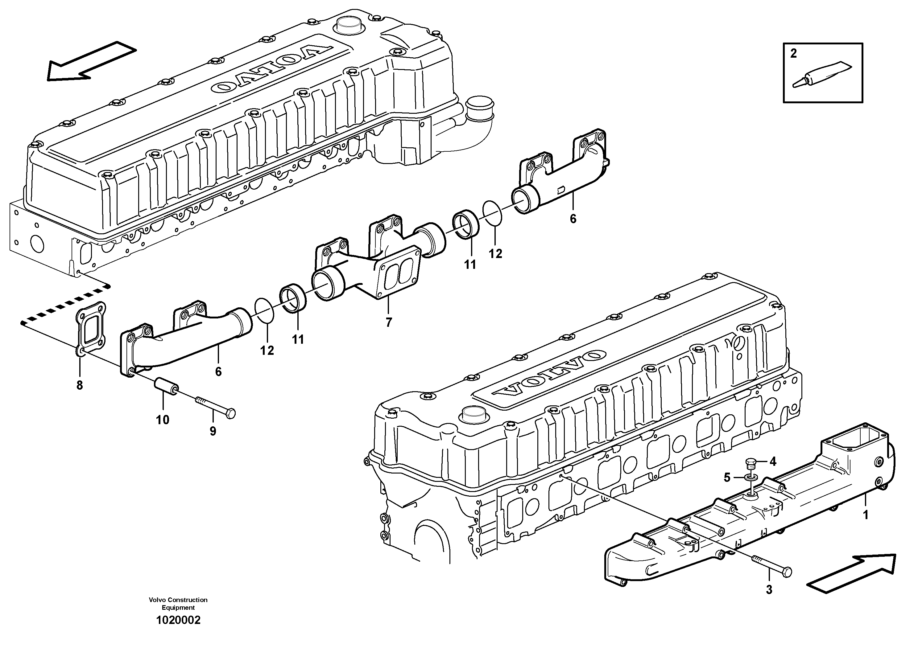 Схема запчастей Volvo T450D - 19622 Inlet manifold and exhaust manifold 