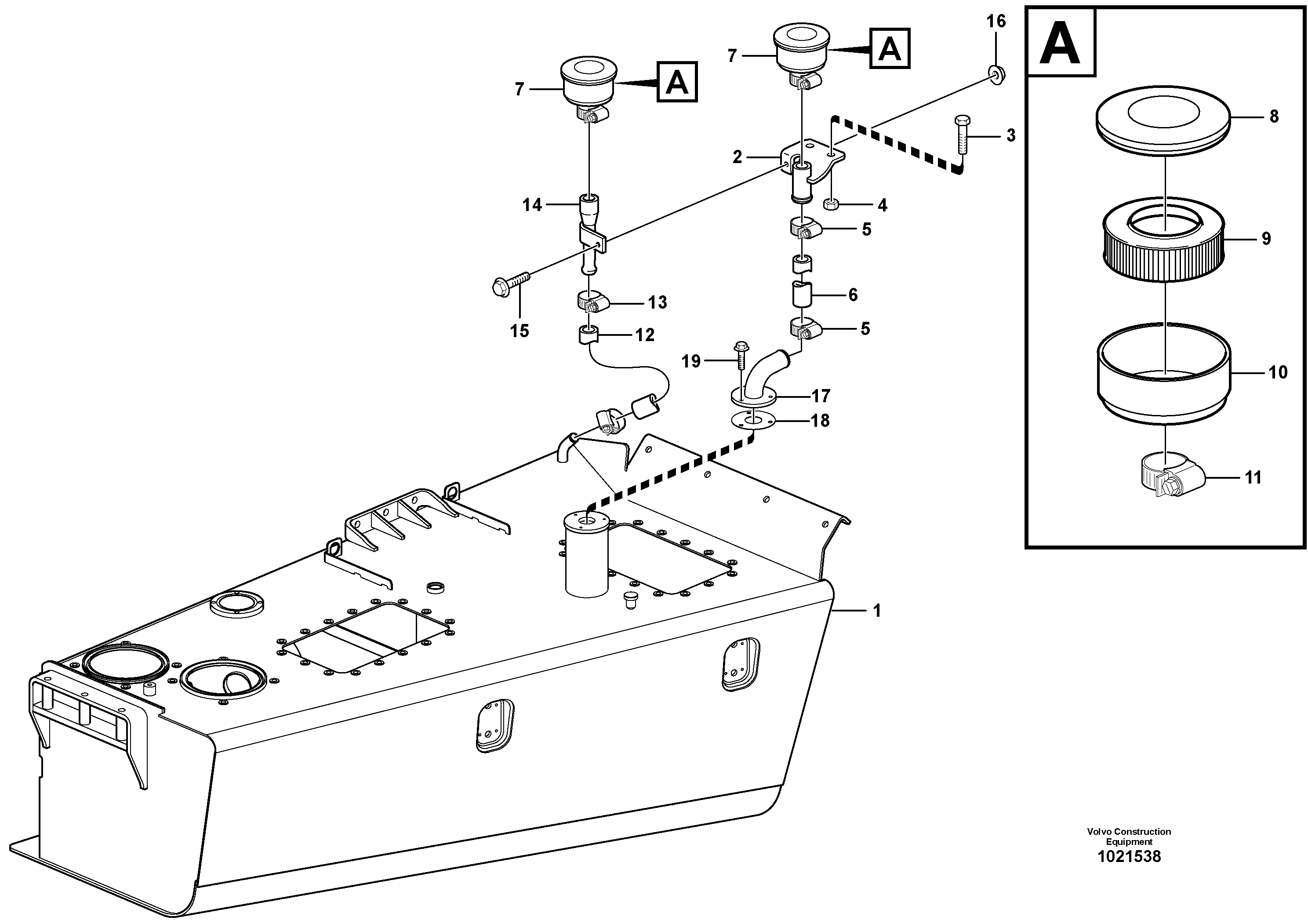 Схема запчастей Volvo T450D - 67300 Hydraulic oil tank, with fitting parts 