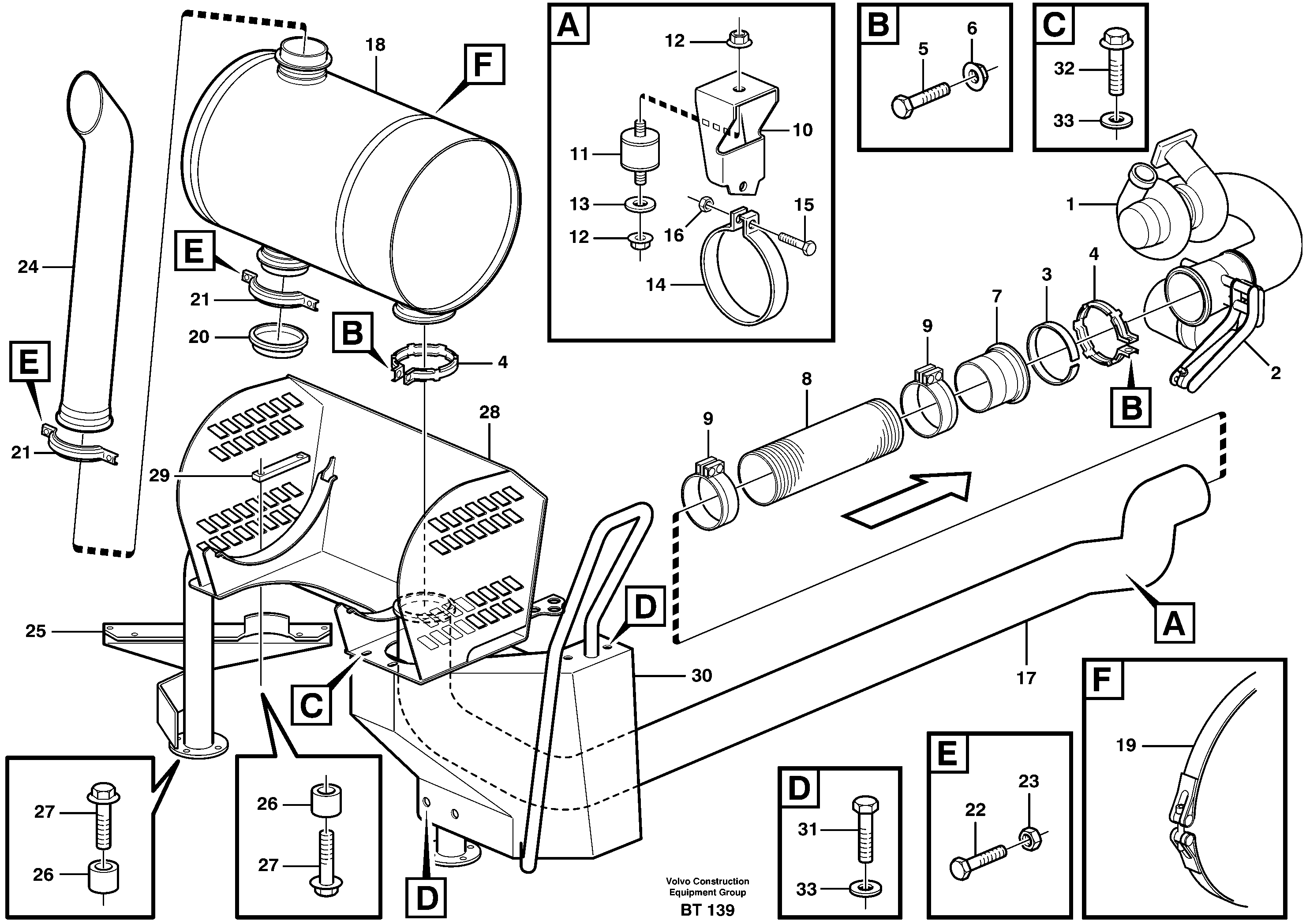 Схема запчастей Volvo T450D - 19623 Exhaust system, silencer 