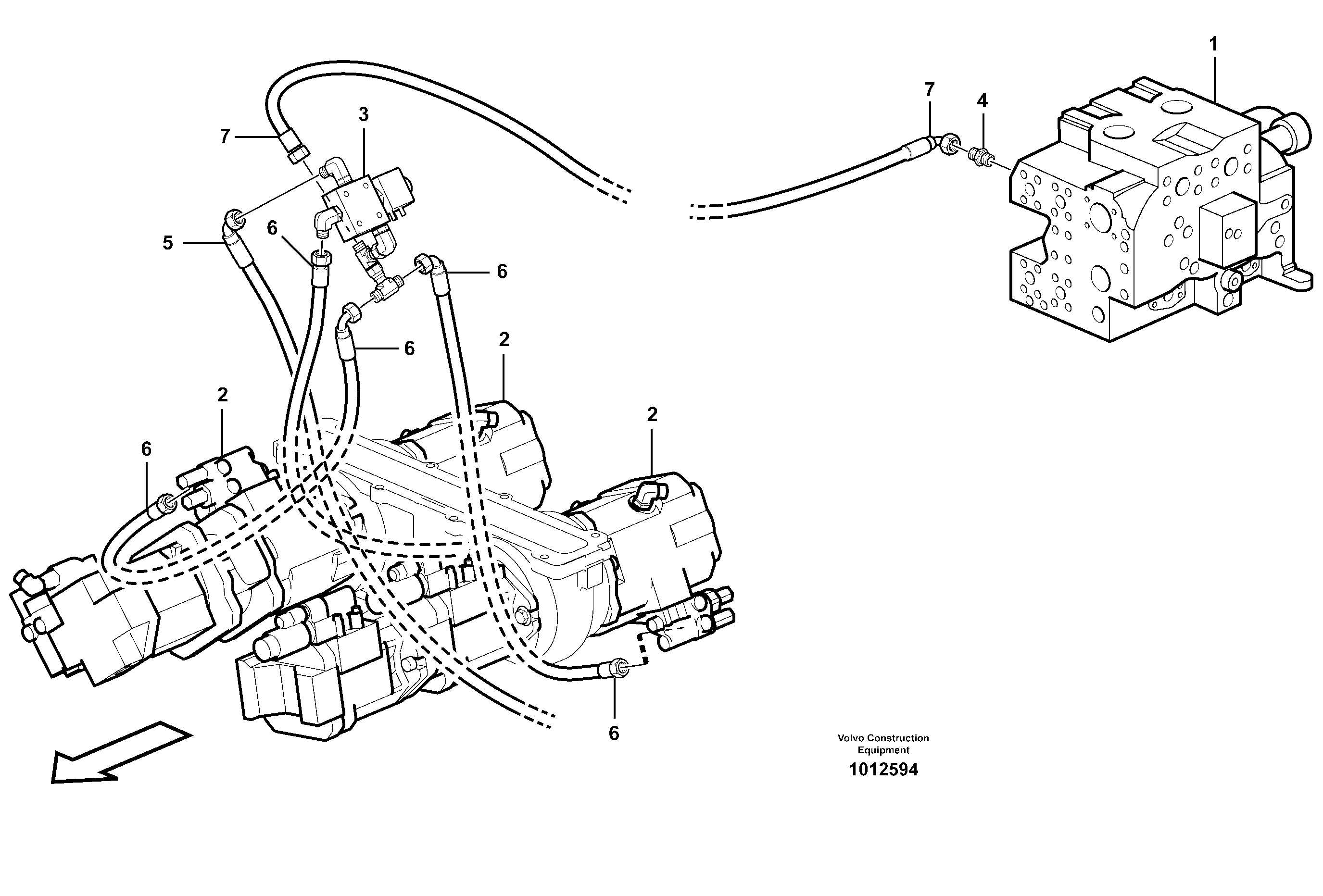 Схема запчастей Volvo T450D - 78643 Hydraulic system, motor unit 