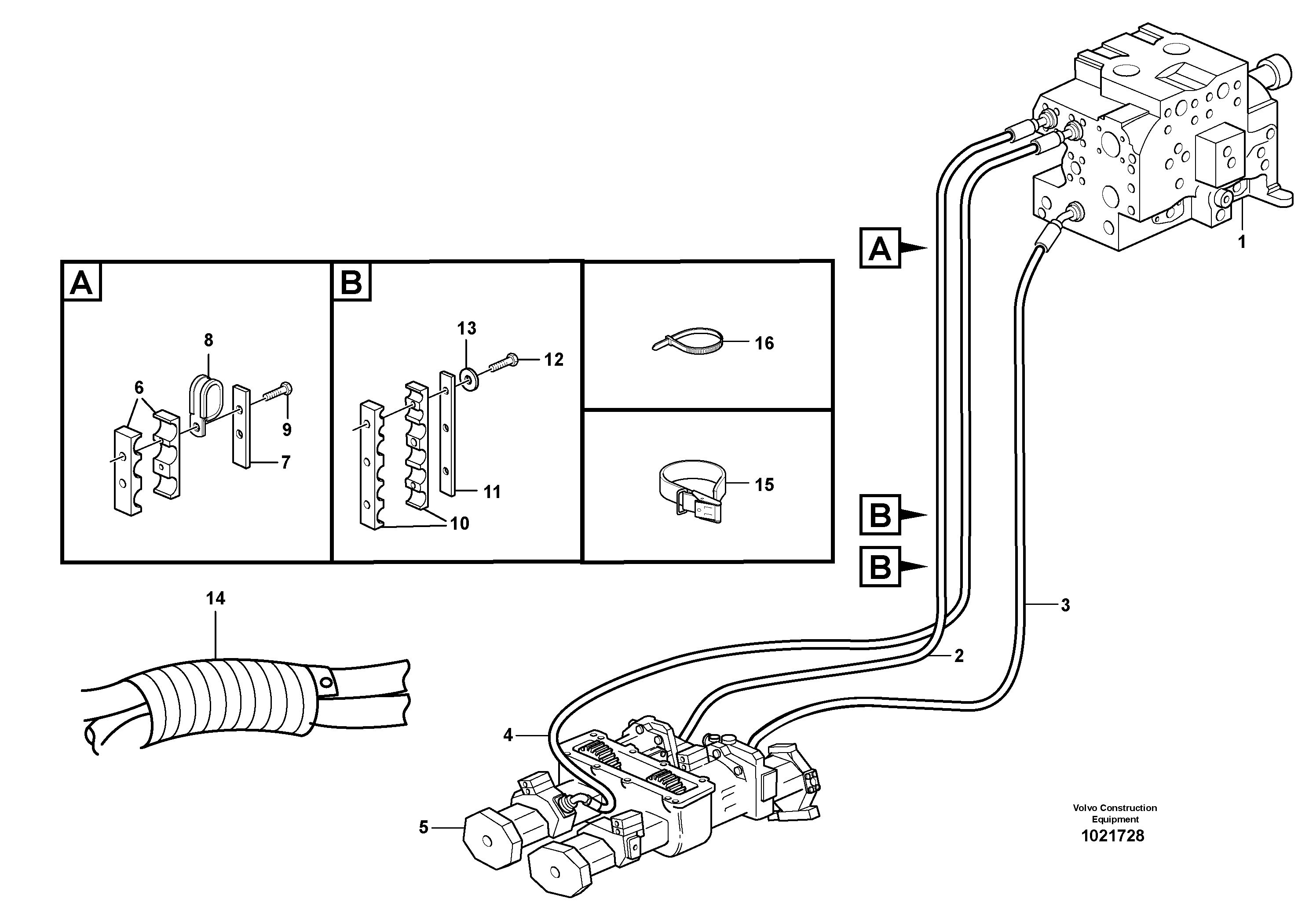 Схема запчастей Volvo T450D - 9709 Hydraulic system, motor unit 