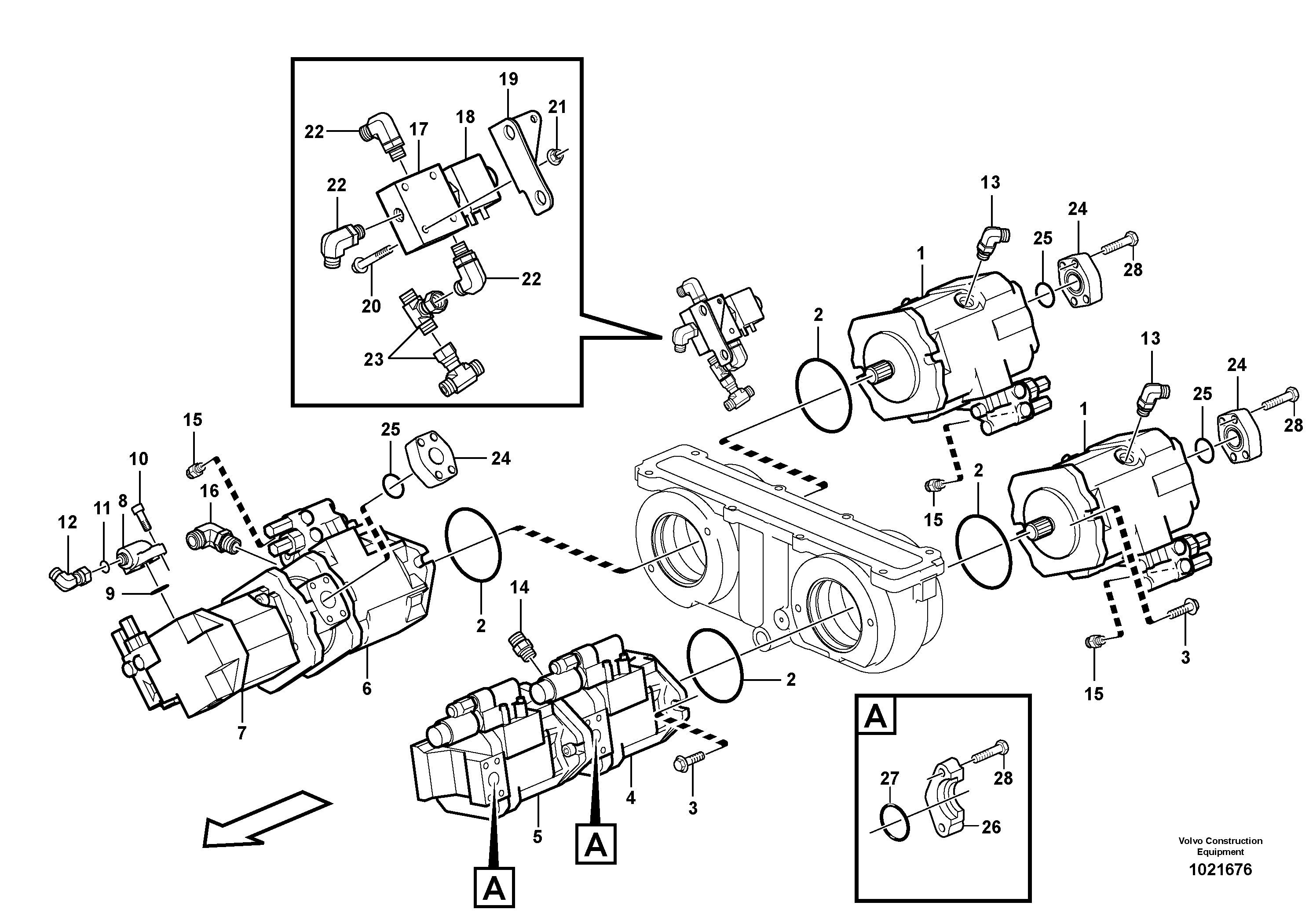 Схема запчастей Volvo T450D - 95215 Hydraulic pump with fitting parts 