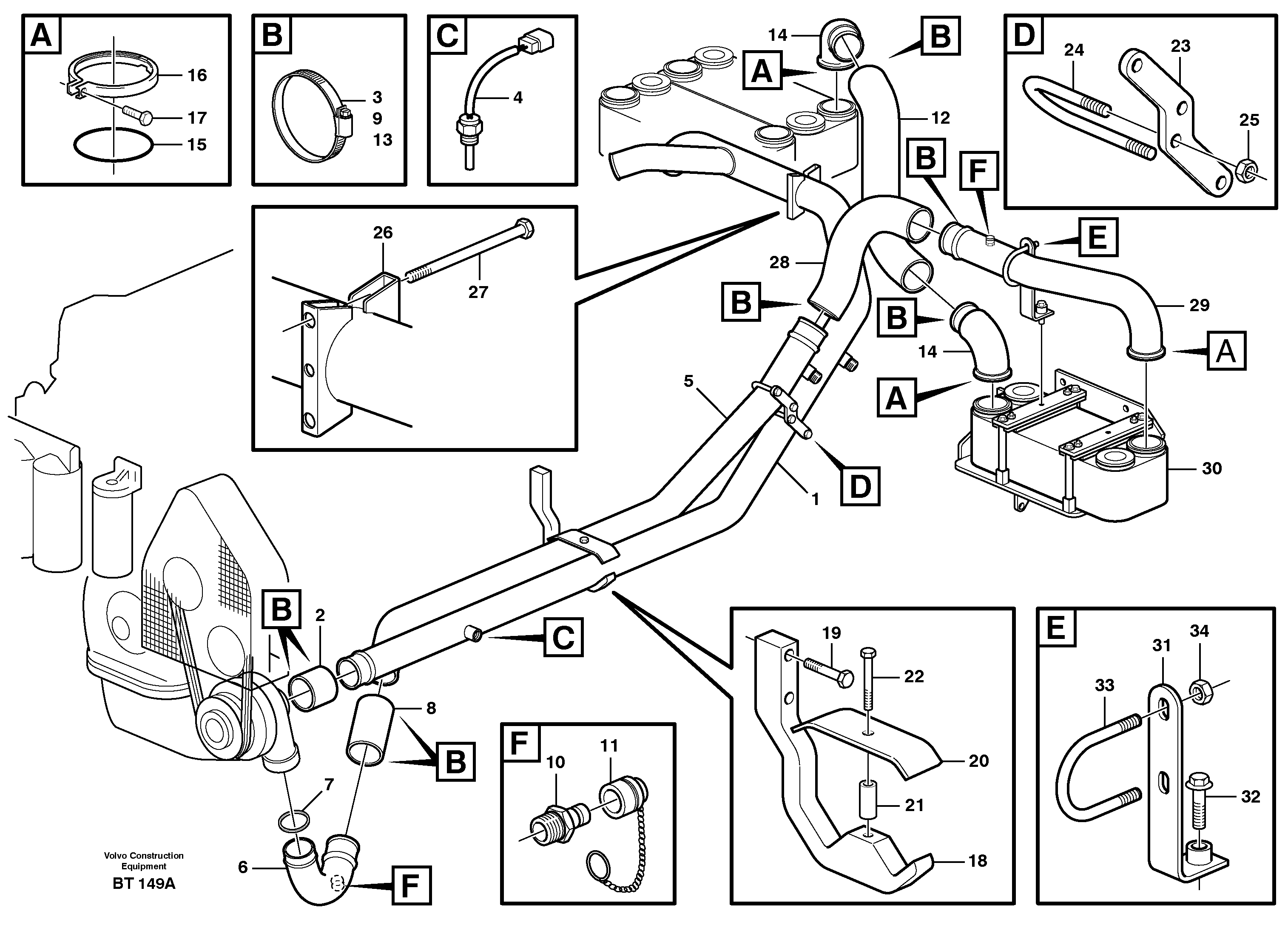 Схема запчастей Volvo T450D - 86664 Cooling system, secondary pump - converter 