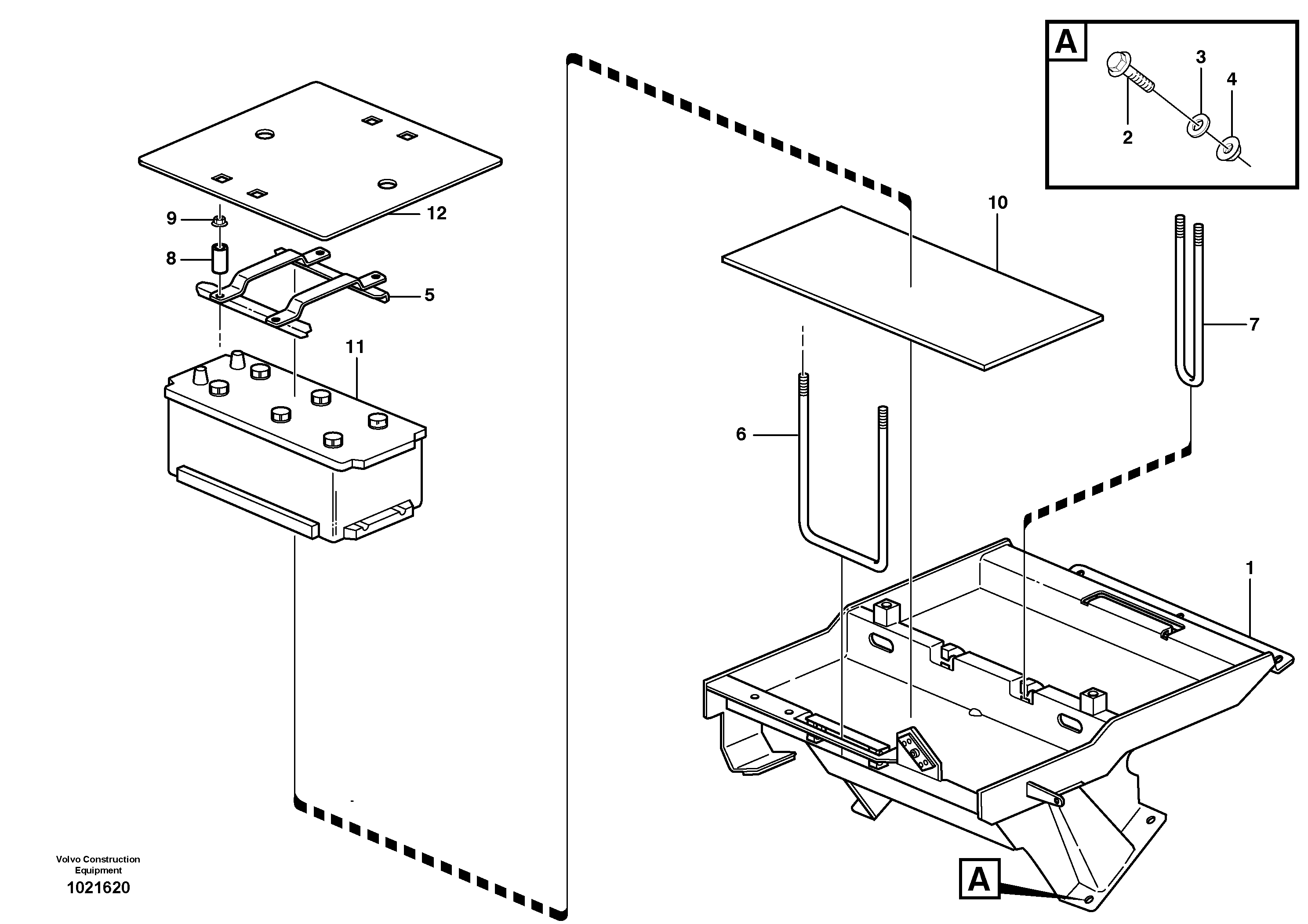 Схема запчастей Volvo T450D - 84398 Battery box with fitting parts 