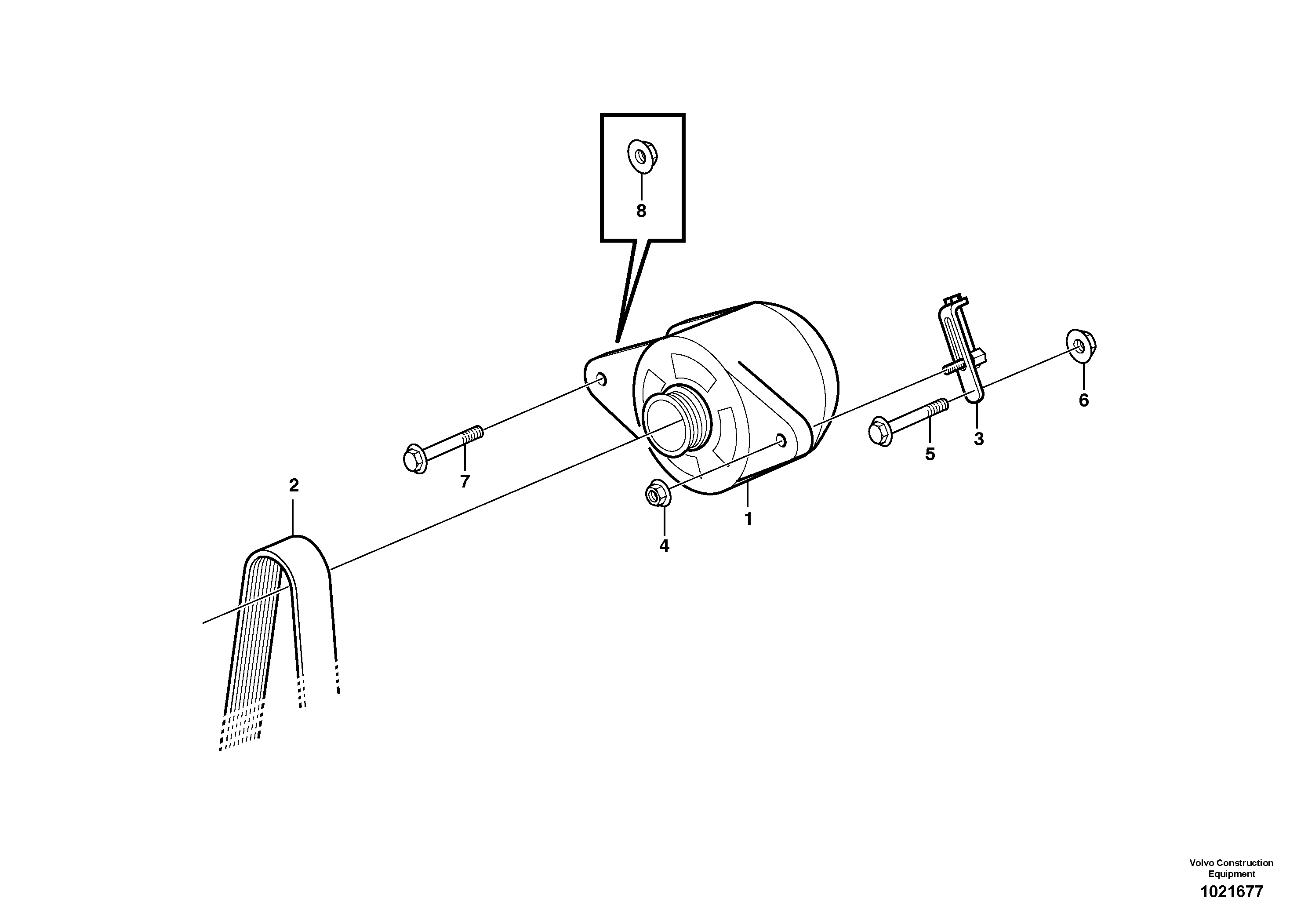 Схема запчастей Volvo T450D - 104260 Alternator with assembling details 